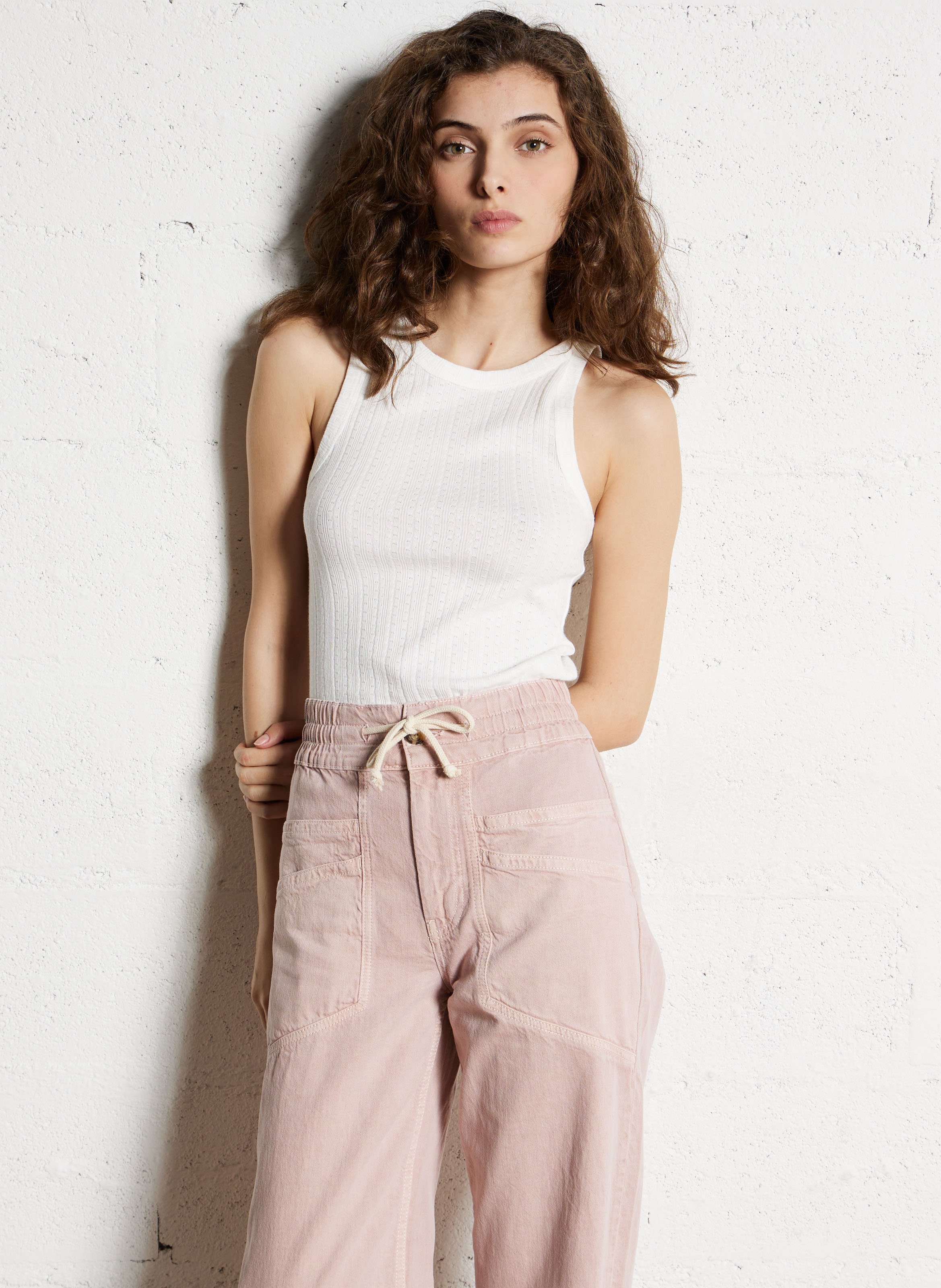 Pantalon droit en coton mélangé BA&SH Rose