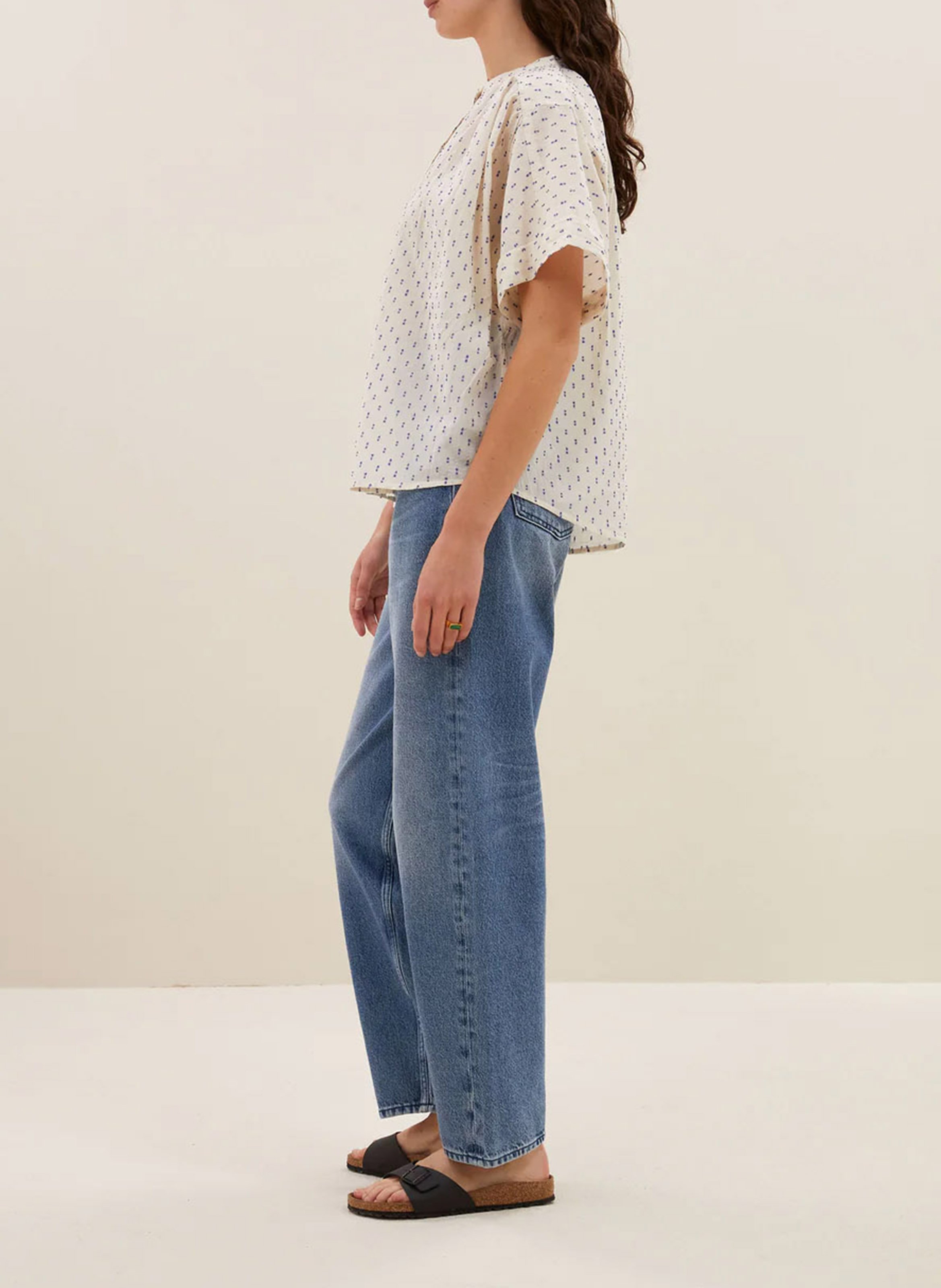 Round-neck printed blouse BY BAR Grey