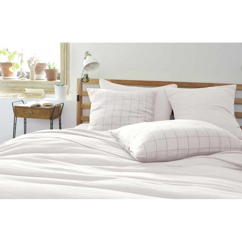 Cotton percale pillow case L'EFFET PAPILLON White