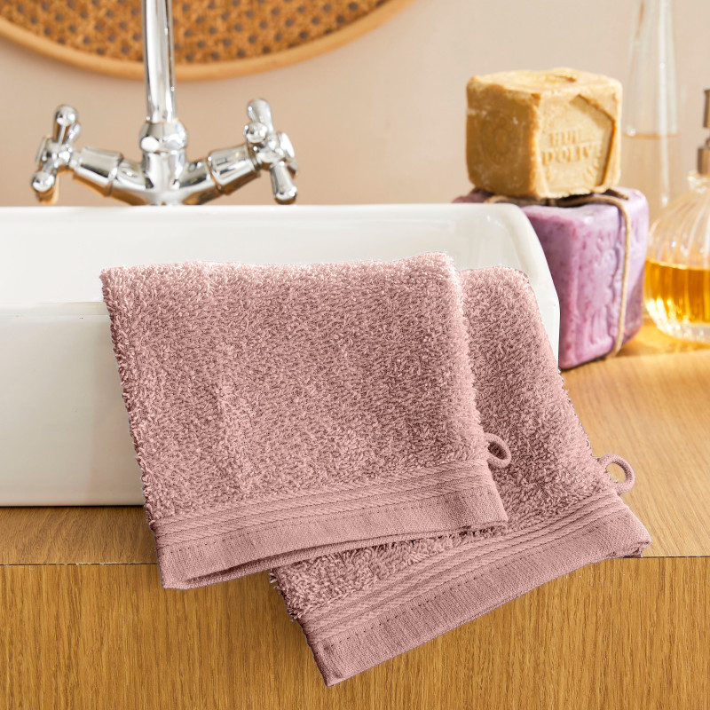 Set of 2 washcloths COTON PUR Pink