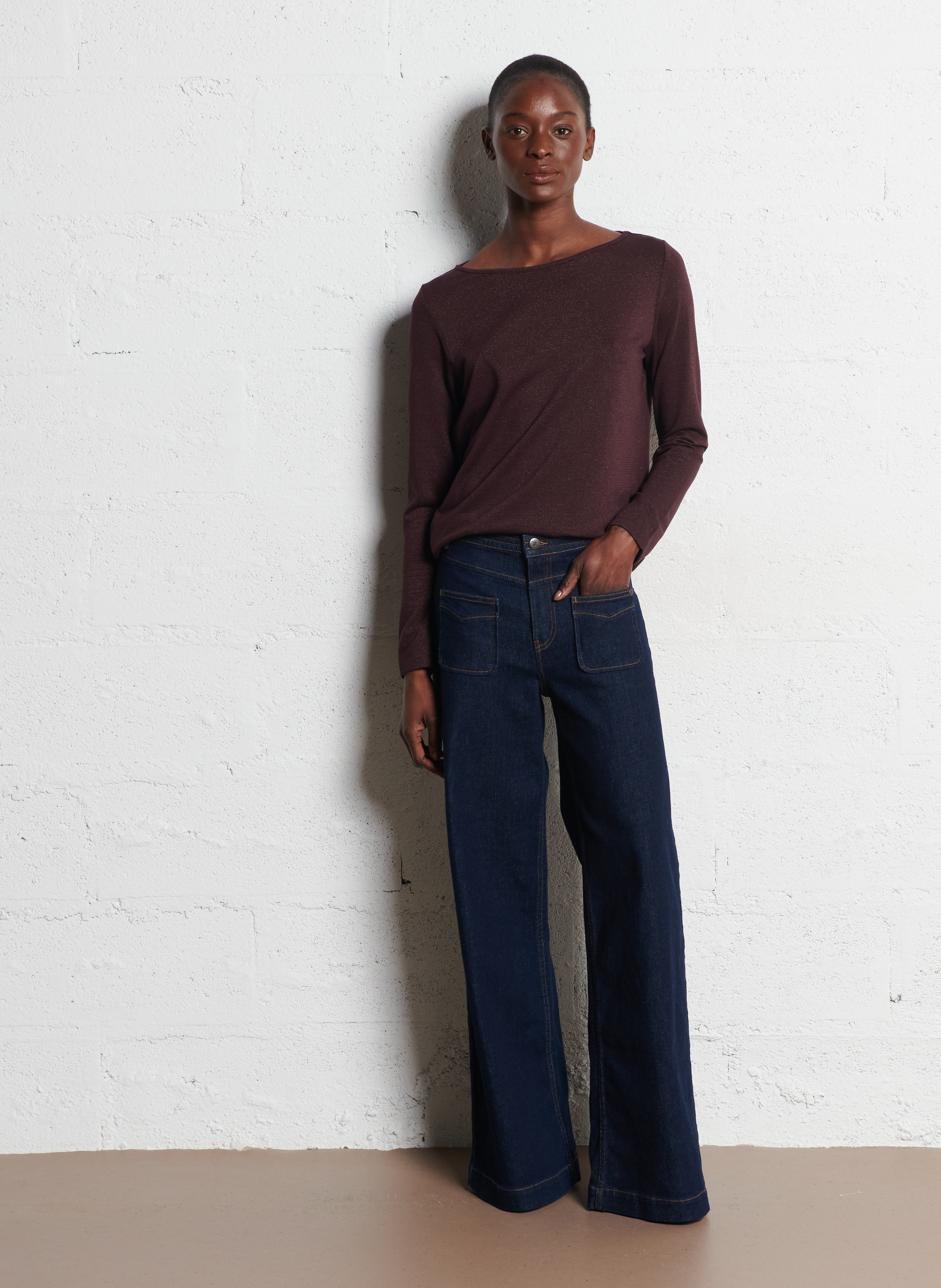 Tee-shirt droit rayé ONE STEP Marron