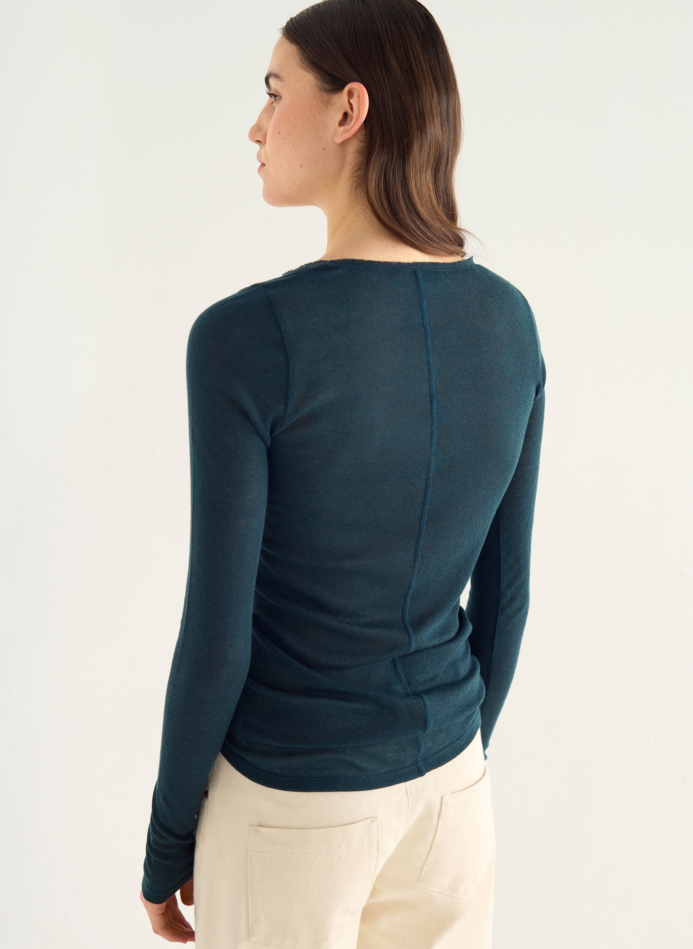 Einfarbiges langärmliges T-Shirt ACOTE Grun
