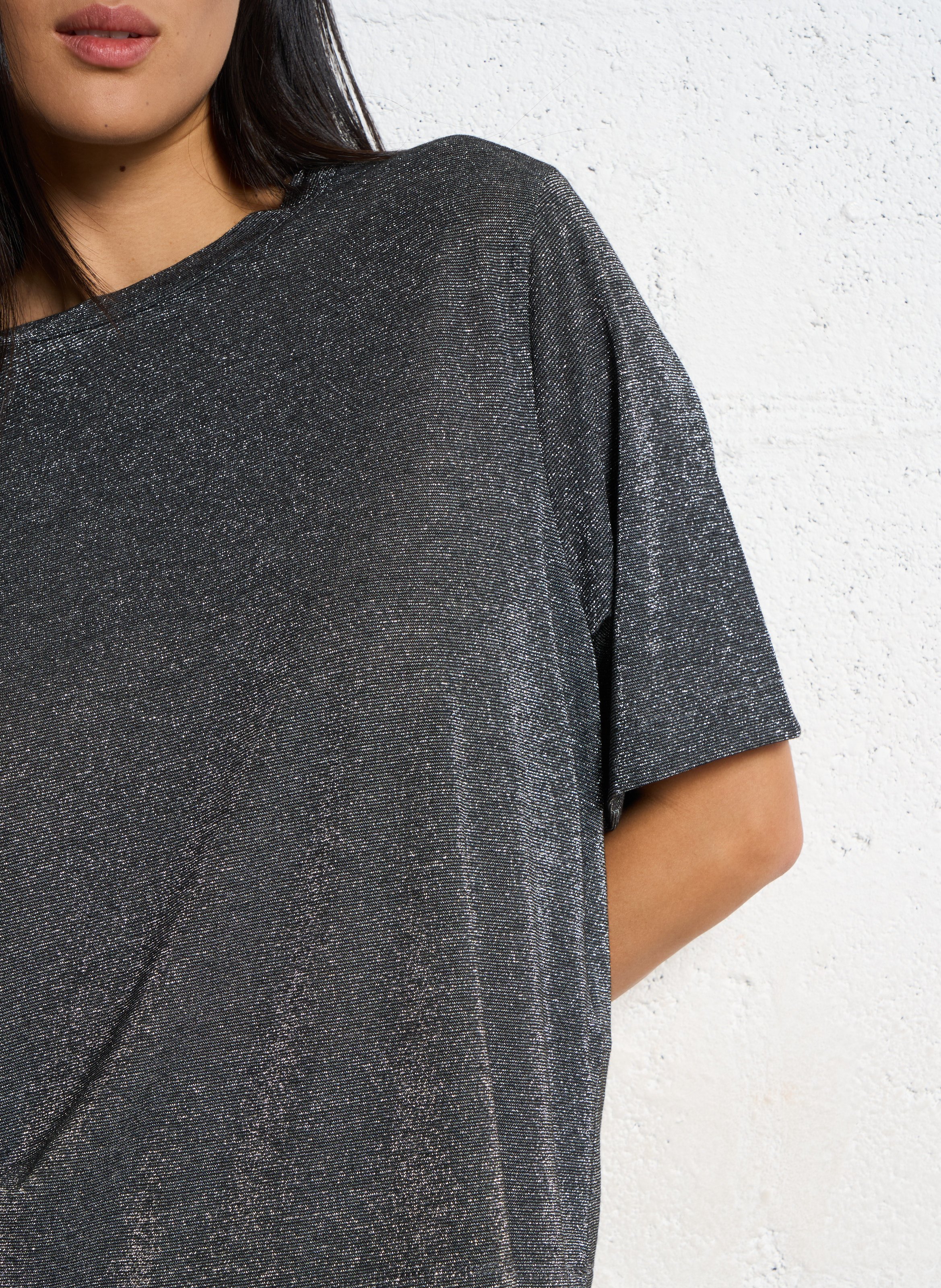 Round-neck glittery T-shirt MOMONI Silver