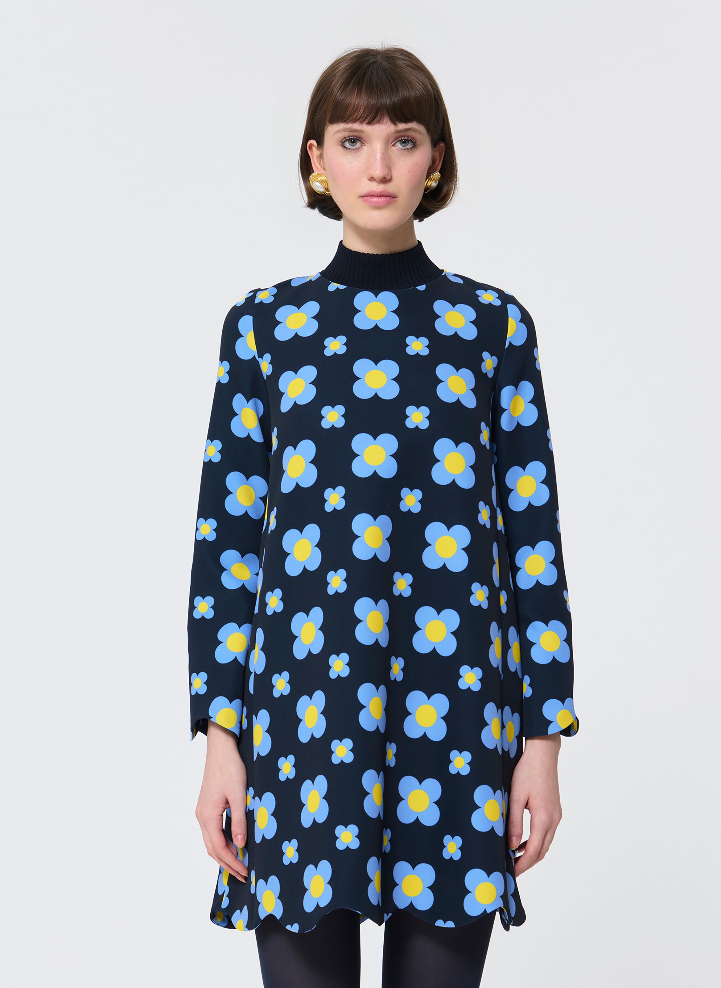 Flared short dress with flowers TARA JARMON Blue