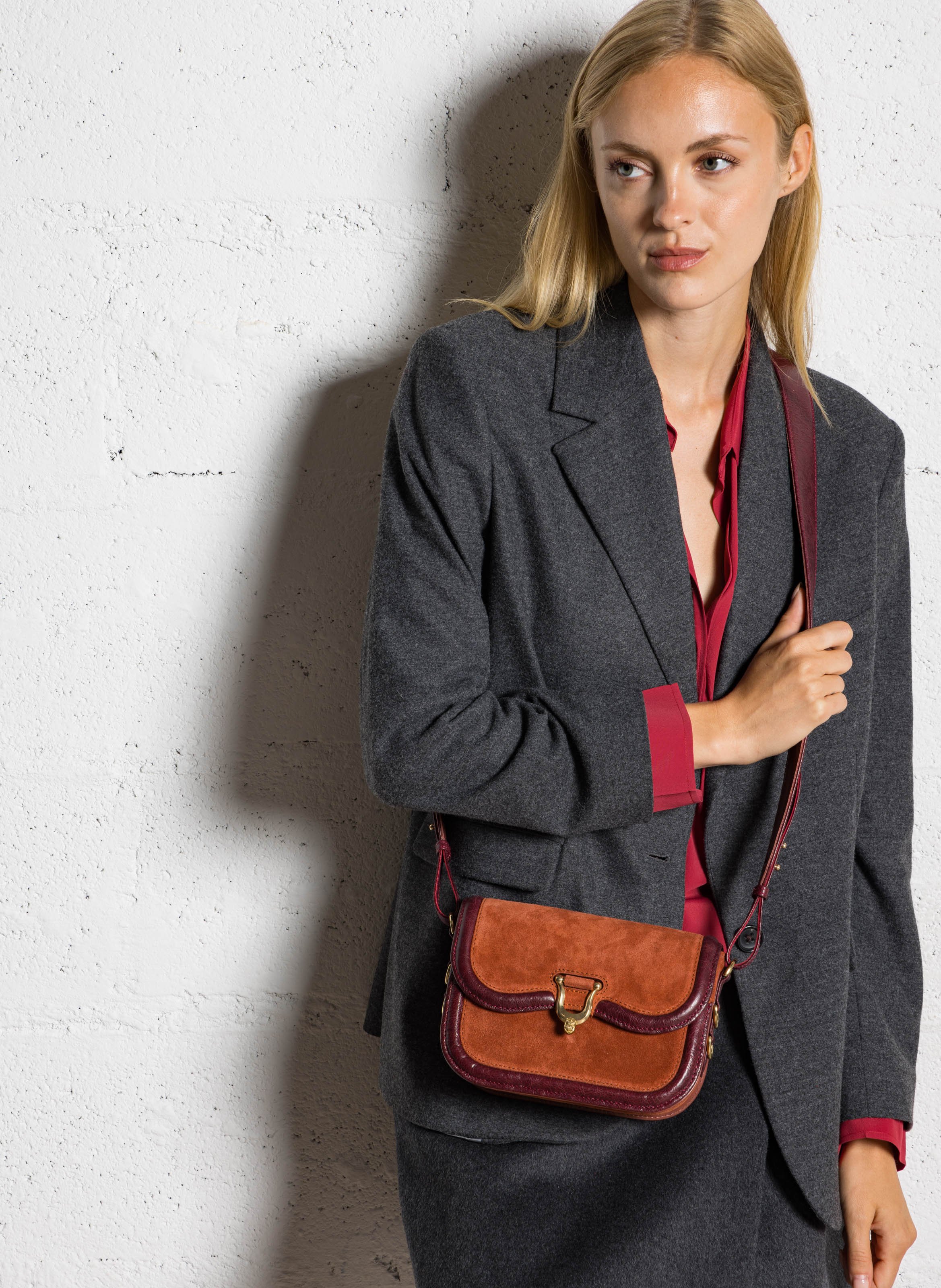 Sac bandoulière en cuir mélangé CLARIS VIROT Orange