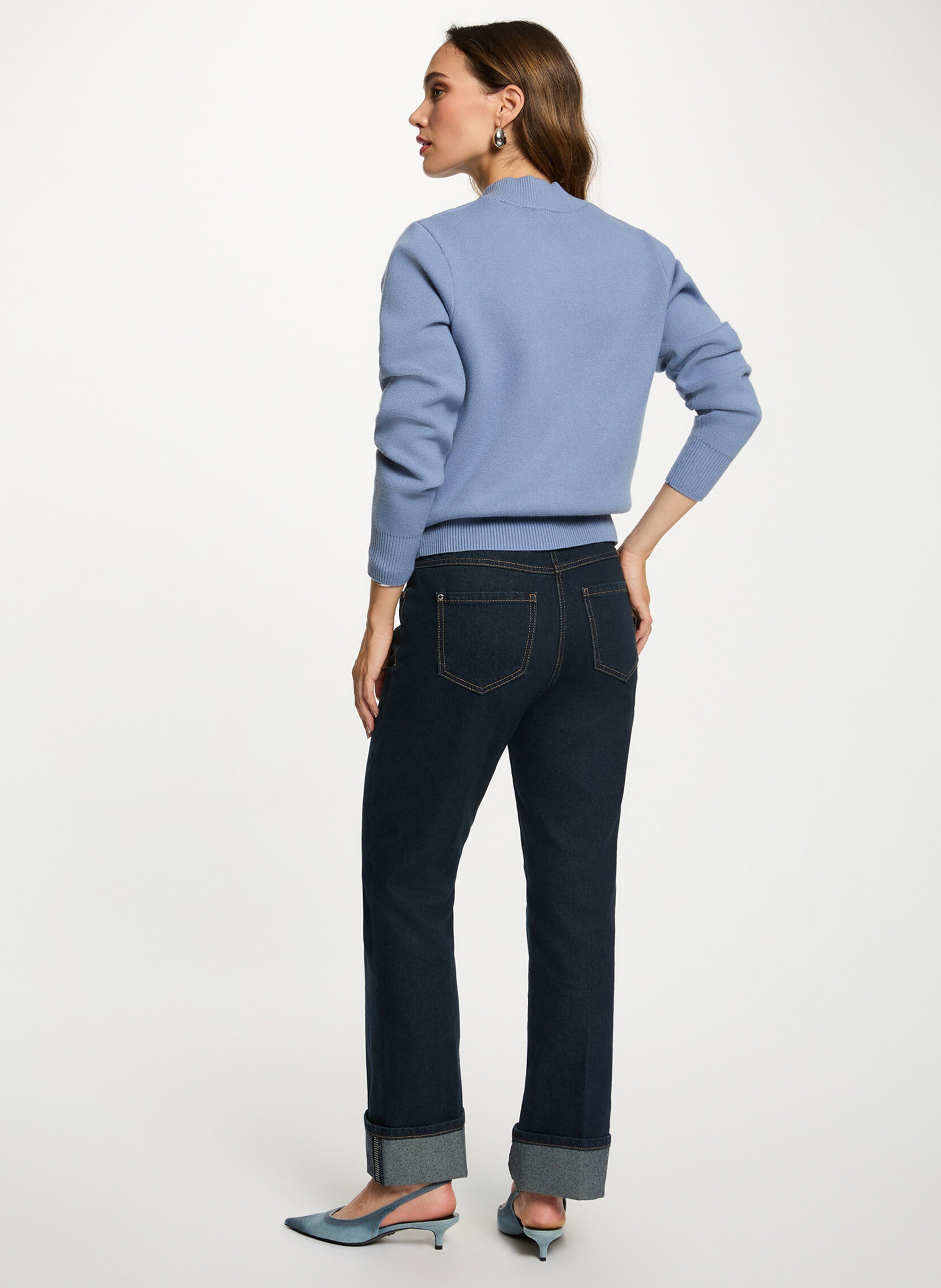 Jean droit en coton mélangé MORGAN Bleu