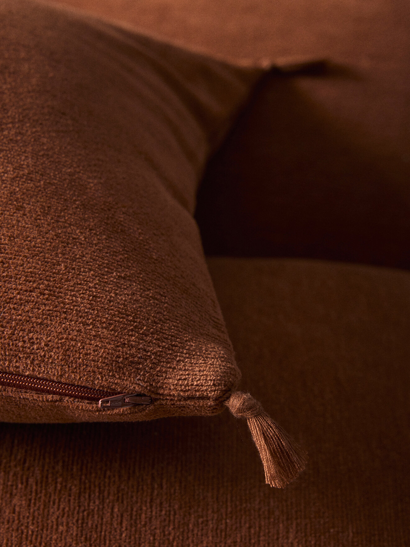 Housse de coussin en coton chenille CYRILLUS Marron