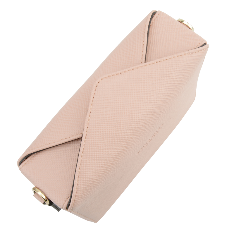 Shoulder bag - coated canvas trimmed with cowhide leather POURCHET Pink