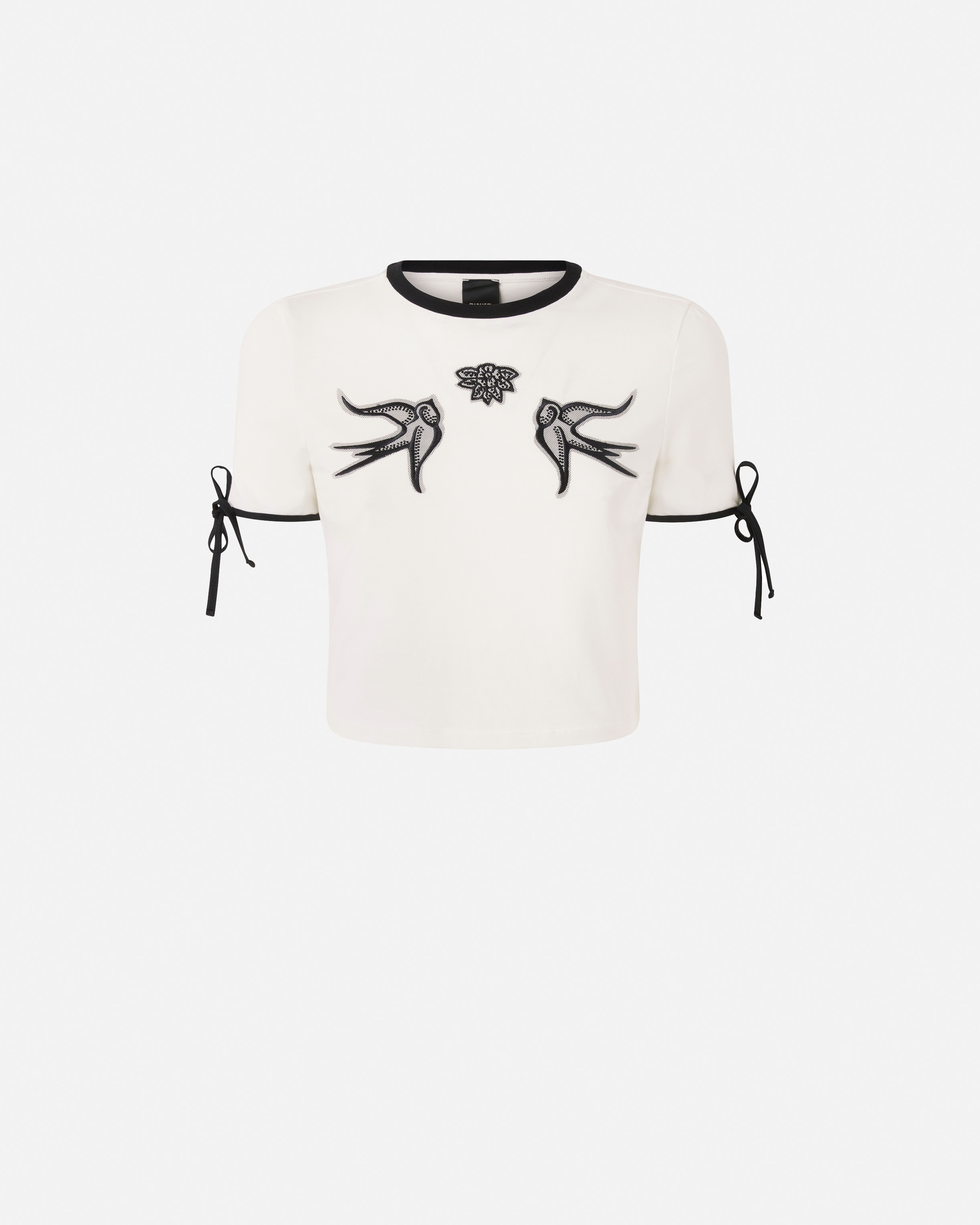 Cropped Love Birds T-shirt PINKO White