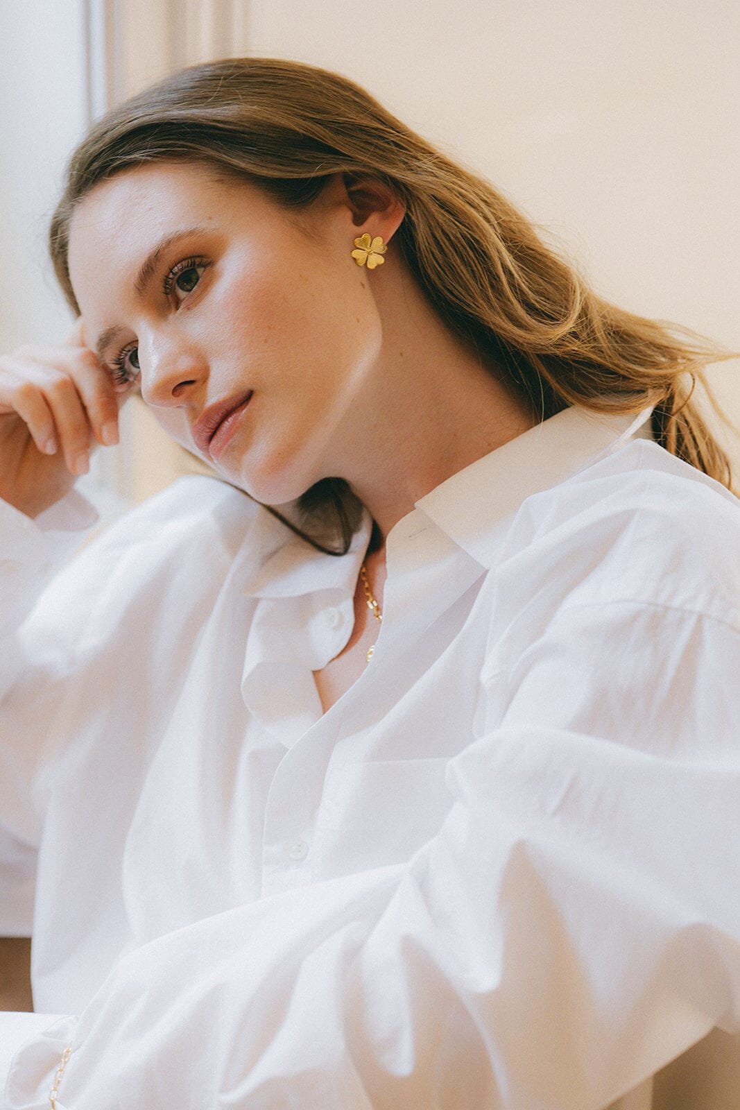 Clover gold-plated stud earrings MONSIEUR SIMONE Golden