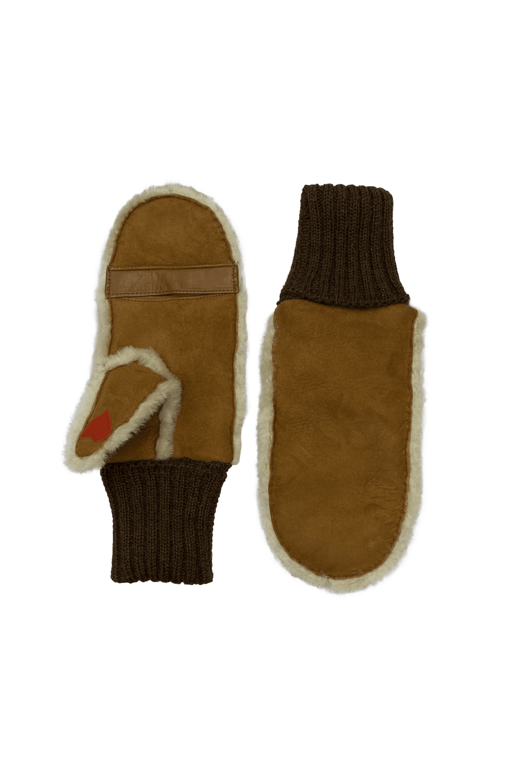 Erika double-face leather mittens AGNELLE Brown