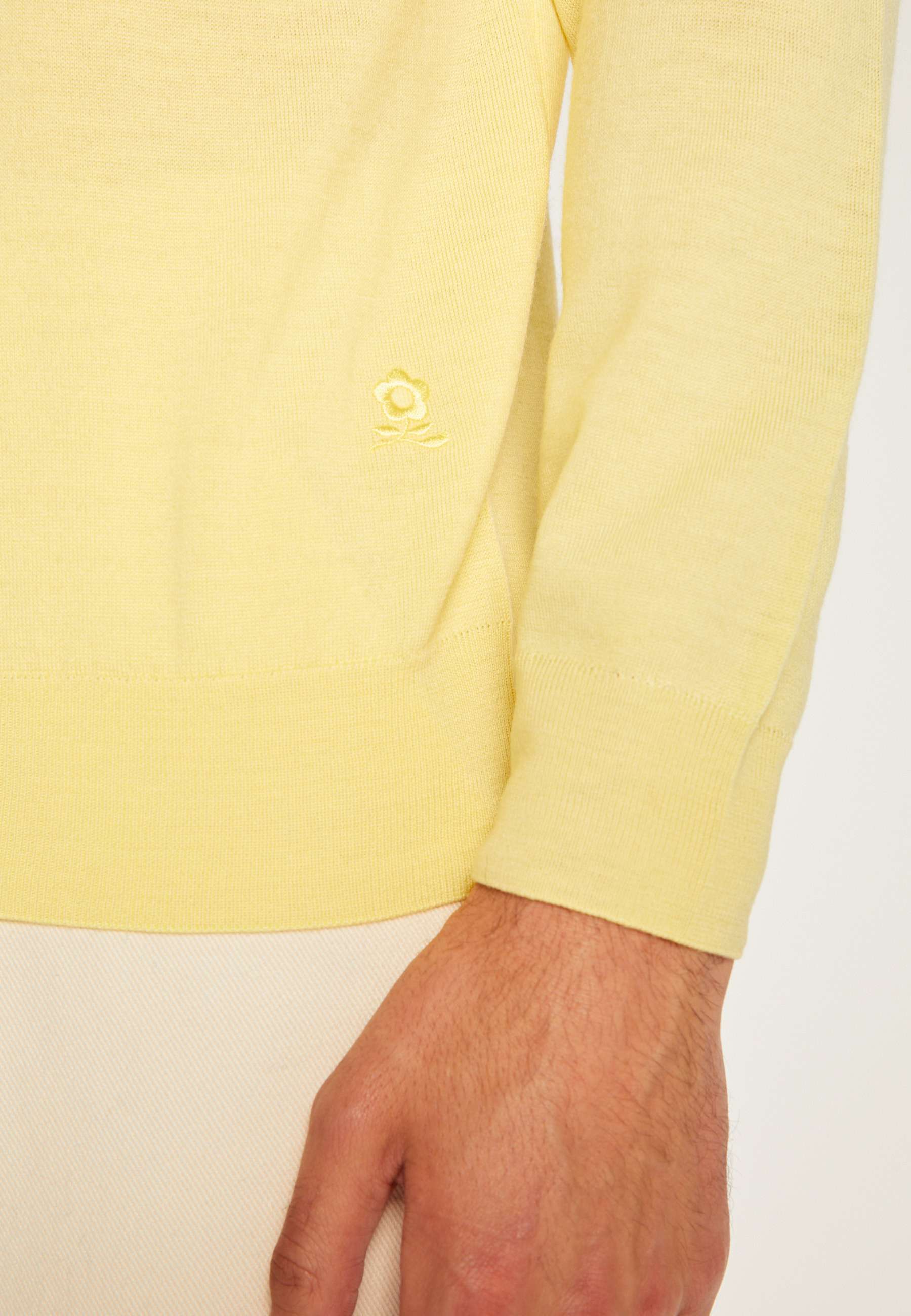 Long-sleeve Merino wool polo MAISON MONTAGUT Yellow