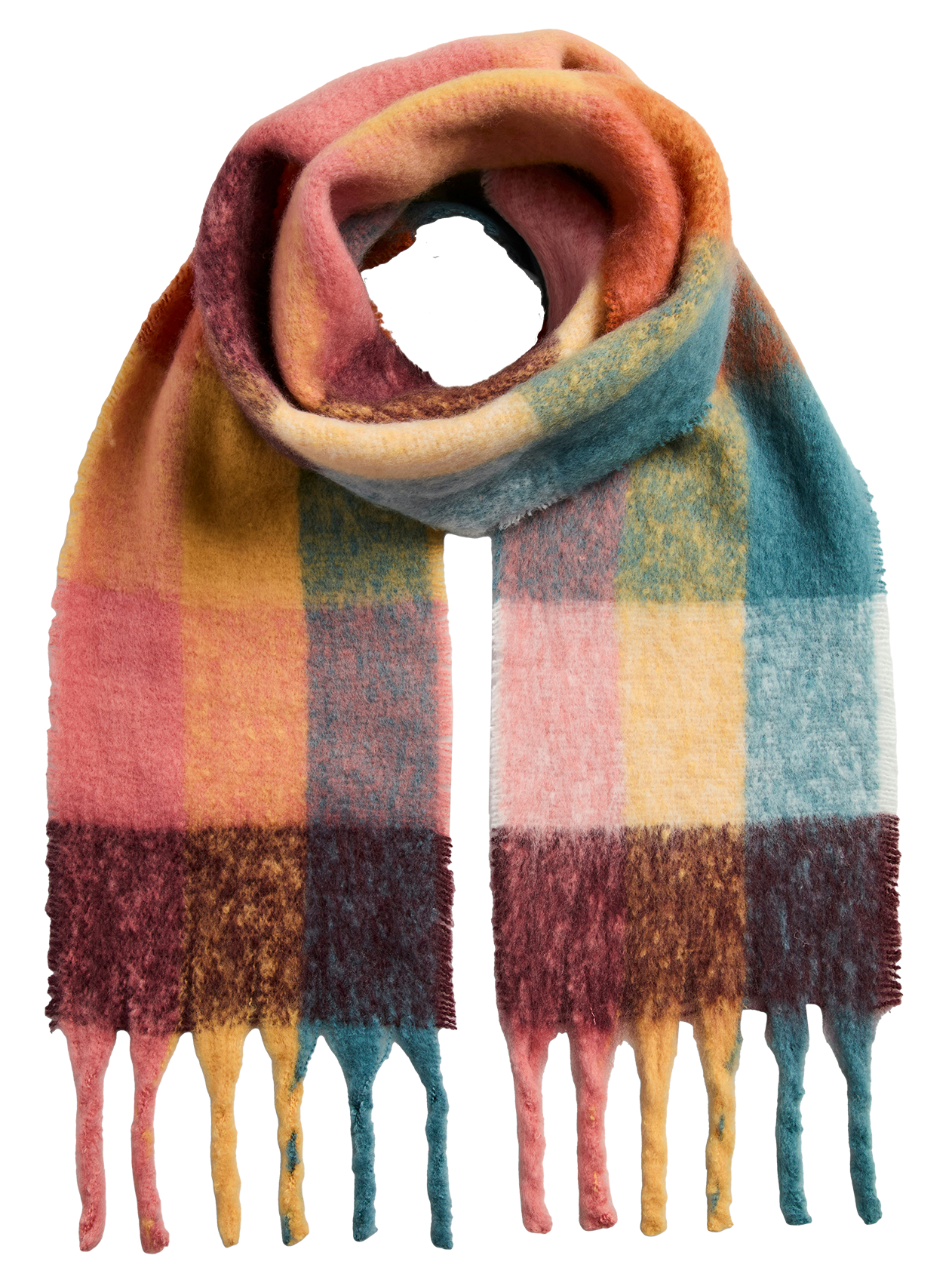 Thick printed scarf PIECES Red