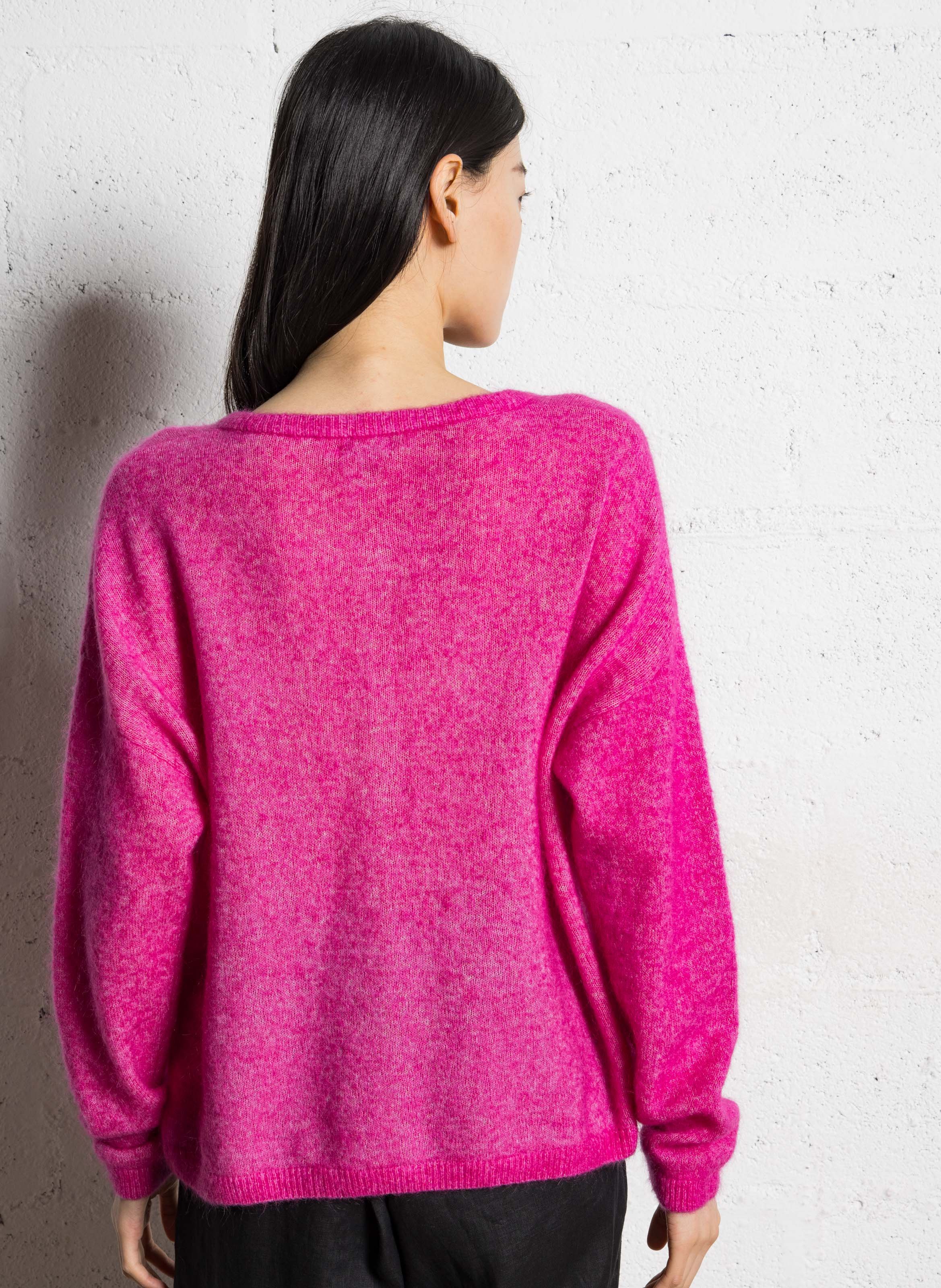 Oversized ronde hals vest in gemengde wol JC SOPHIE Roze