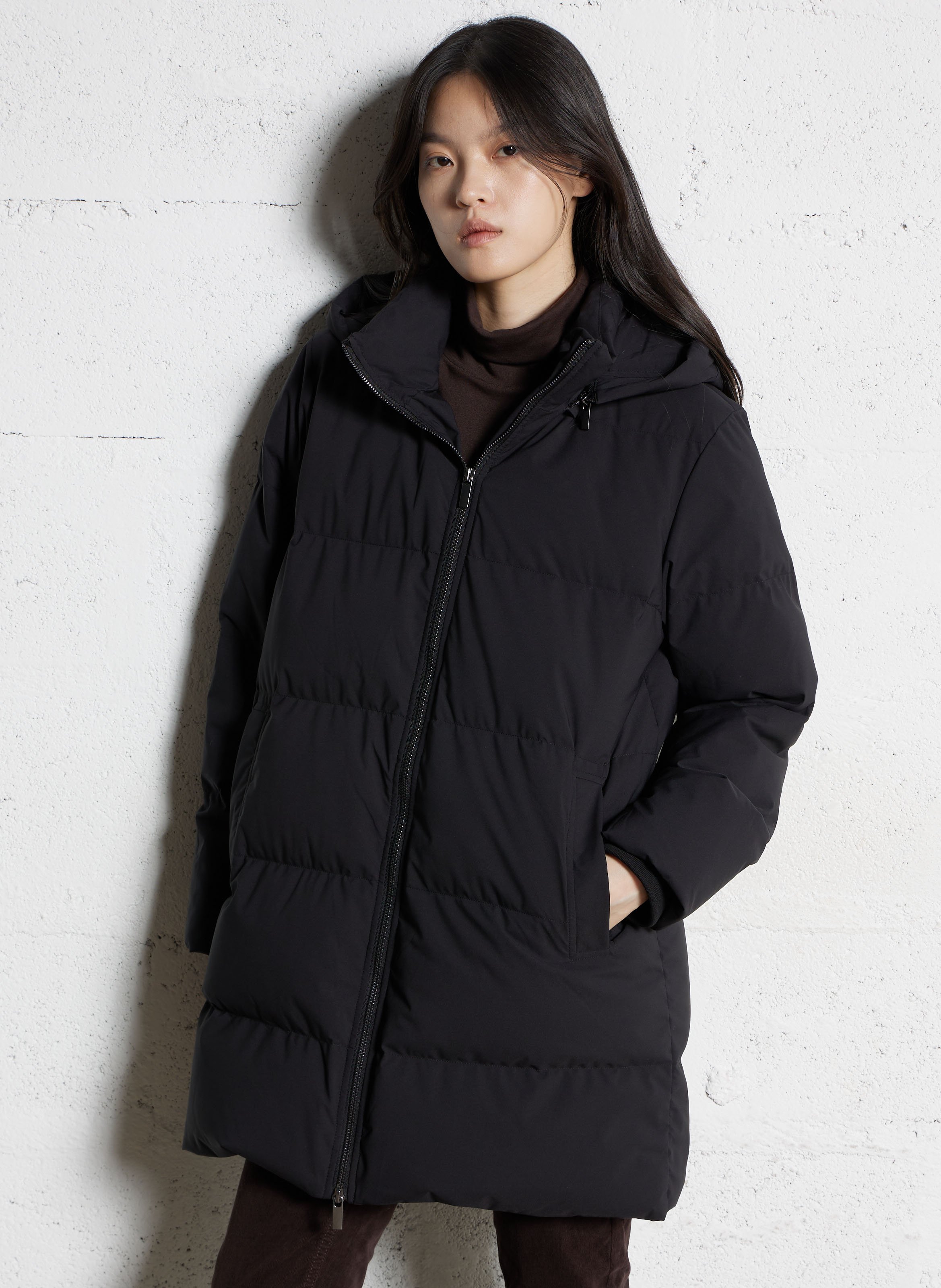 Plain padded jacket with hood MAISON 123 Black
