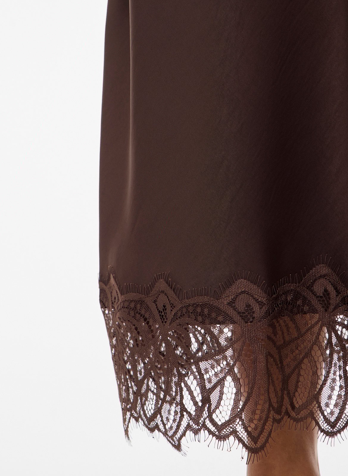 Jupe longue à détail dentelle VILA Marron