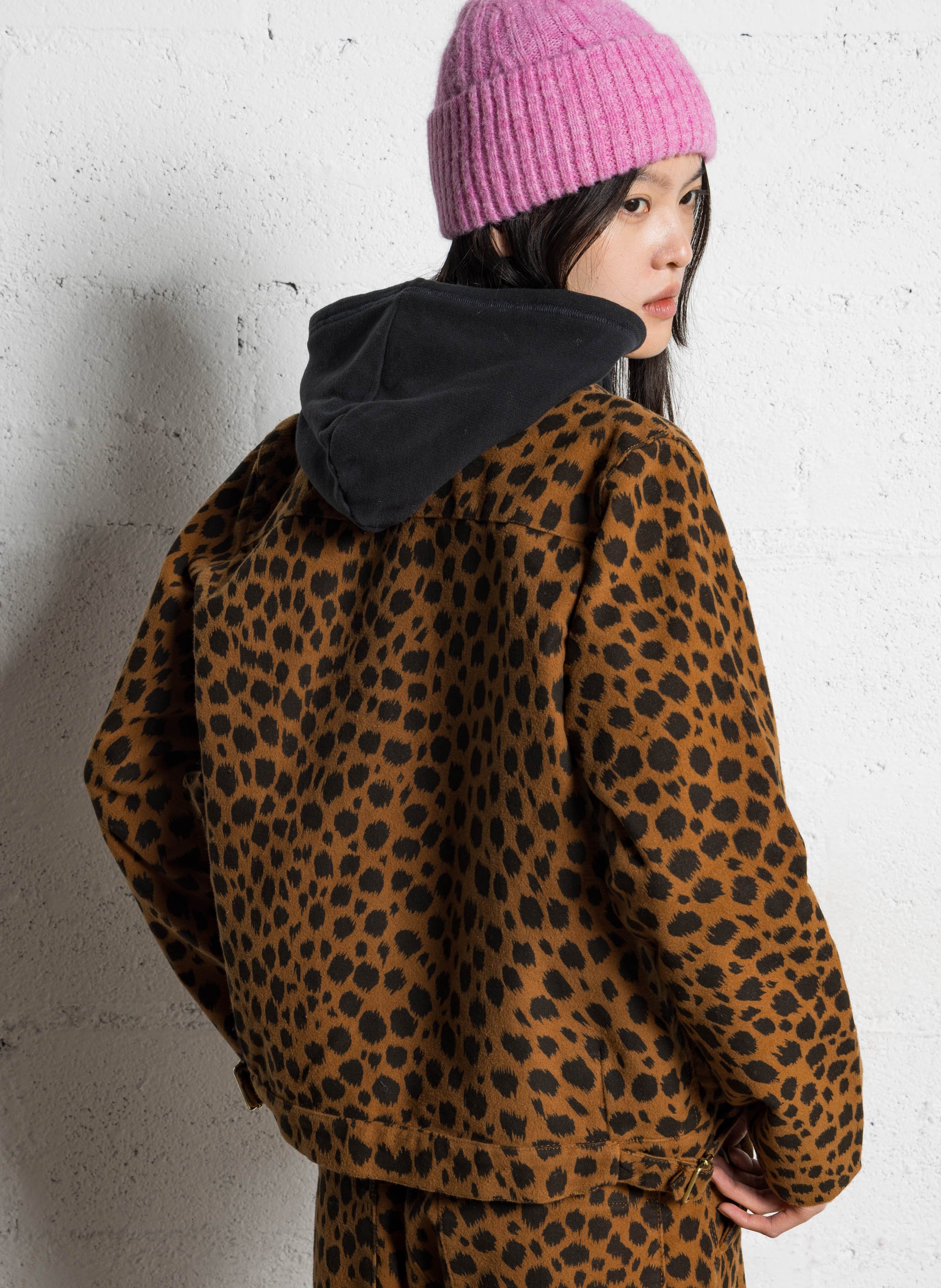 Manteau col classique imprimé en coton LEON & HARPER Marron