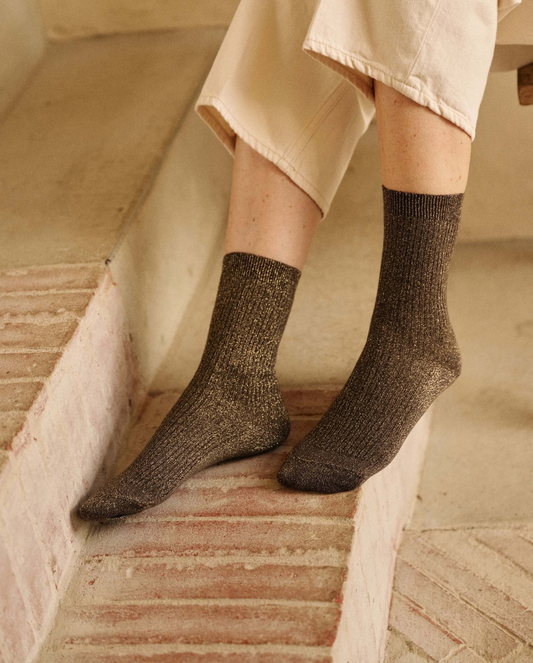 Pack of 3 pairs of women's socks, khaki ANGARDE Khaki