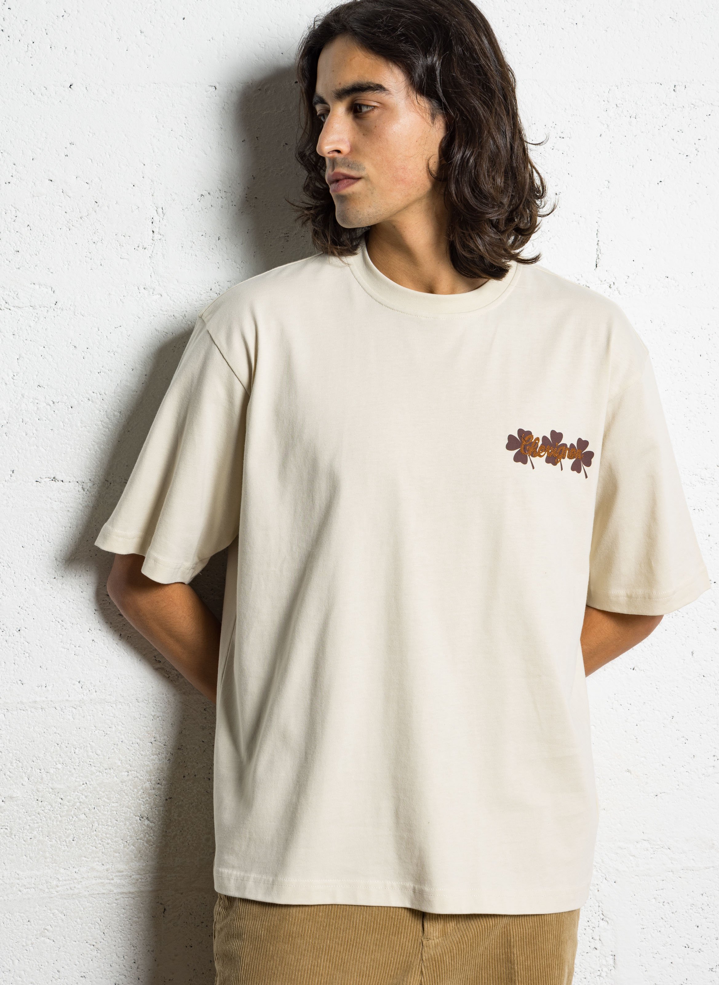 Oversized round neck T-shirt in organic cotton with screen printing CHEVIGNON White