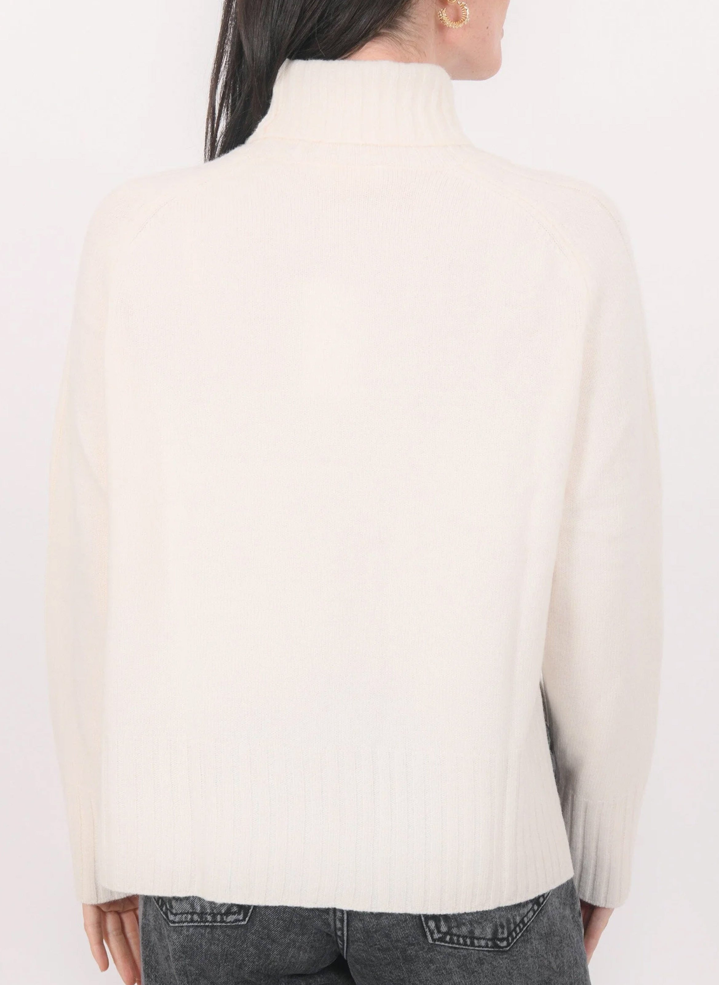 Pull oversize col roulé en laine et cachemire KOOKAI Blanc