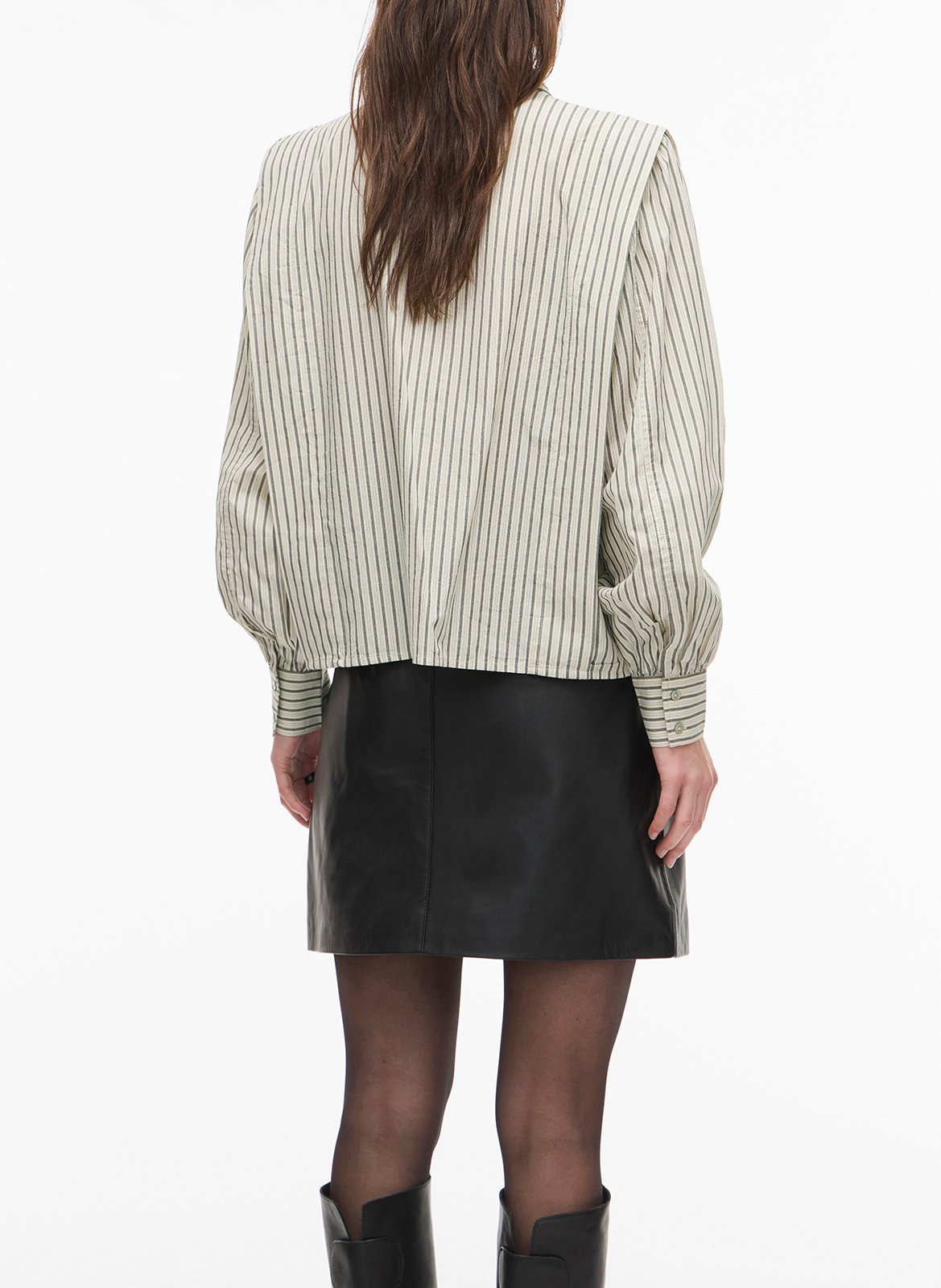 Oversized striped organic cotton shirt ROUGE EDIT Beige