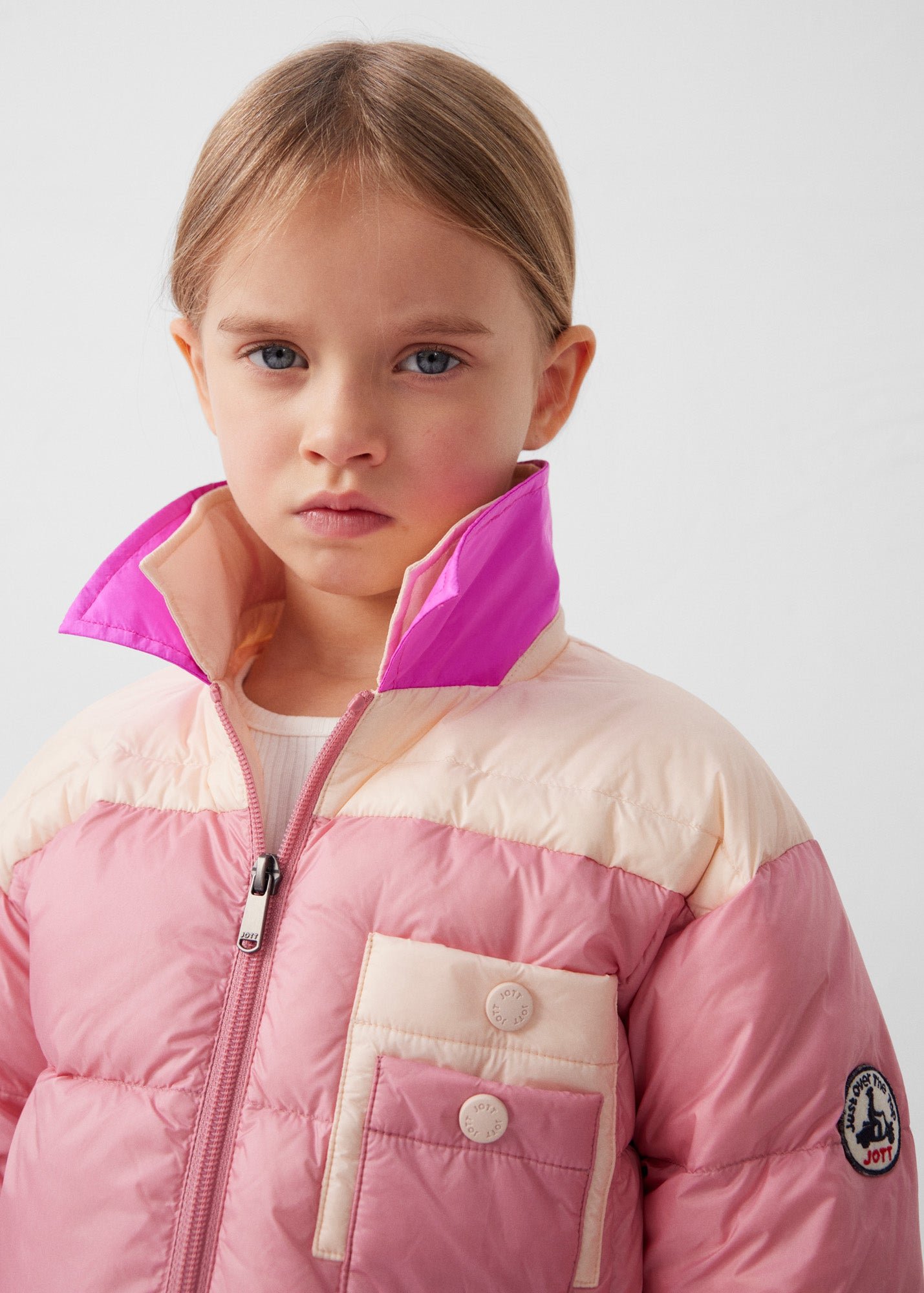 Kids' two-tone contrast padded jacket JOTT Pink