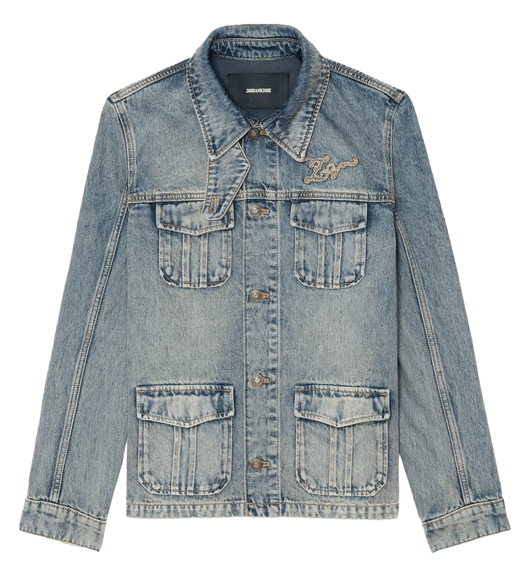 Straight cotton jacket with classic collar ZADIG&VOLTAIRE Blue