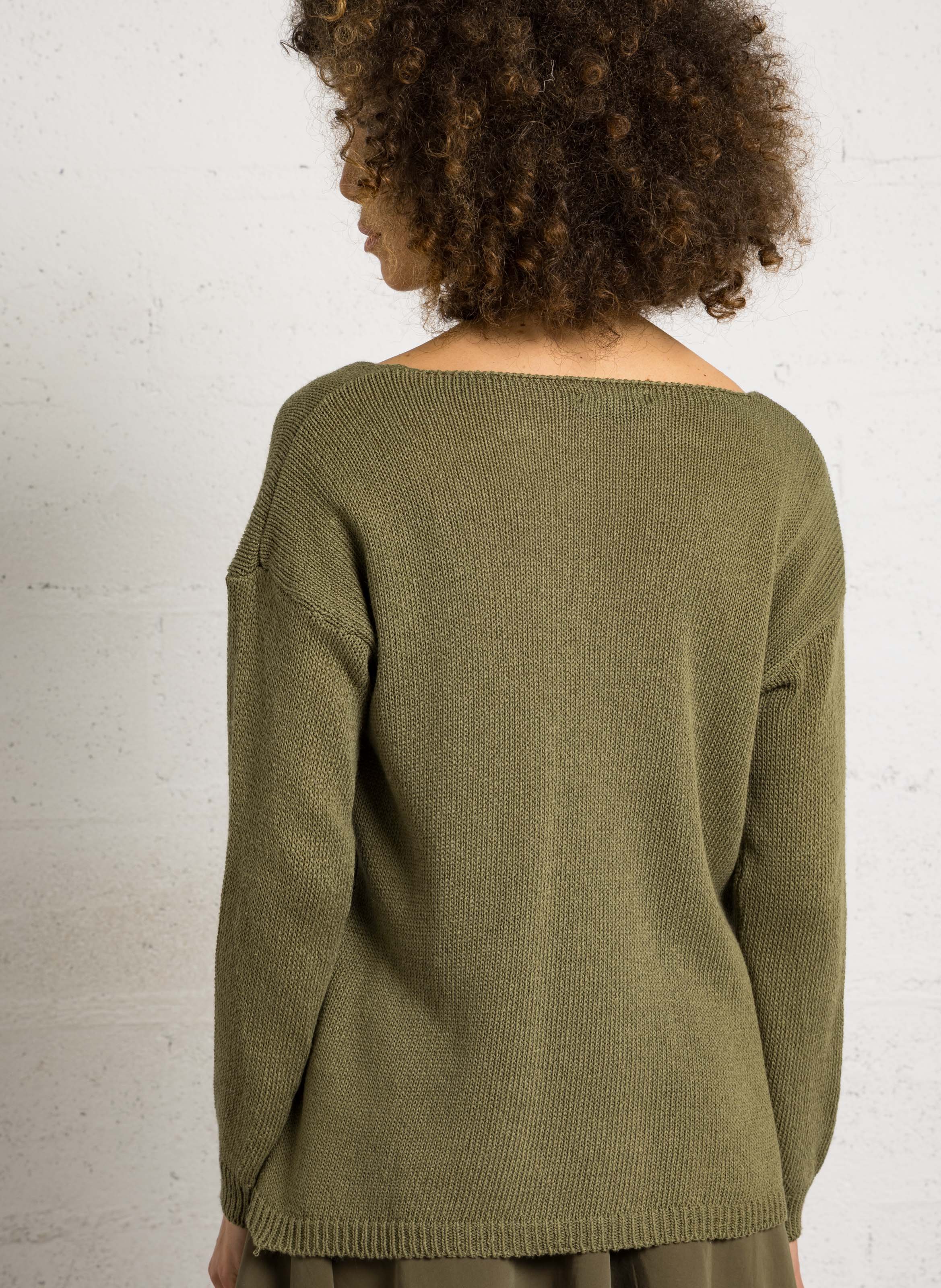 Straight-cut cotton-blend sweater PLEASE Khaki
