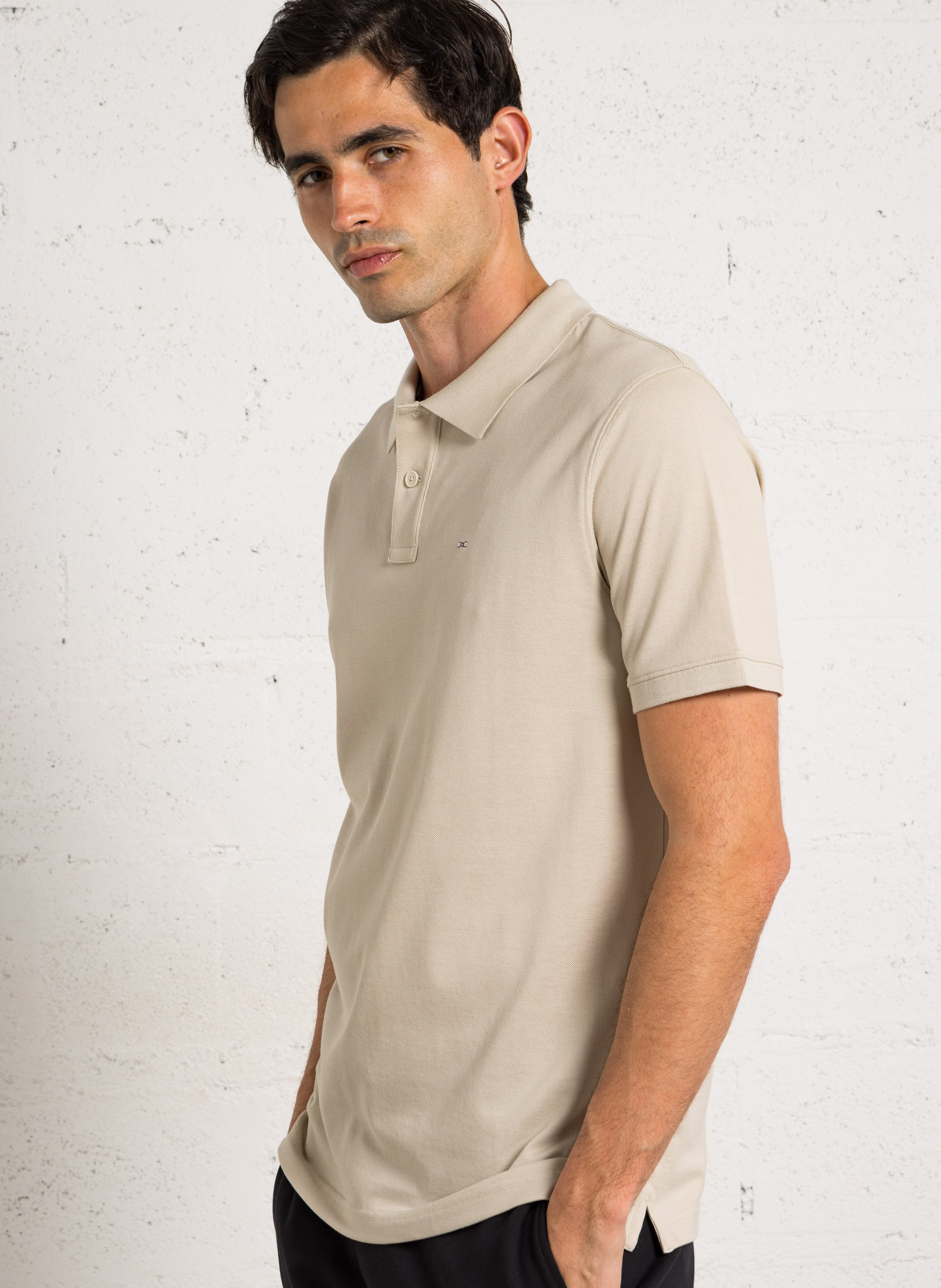 Straight cotton polo shirt EDEN PARK Beige