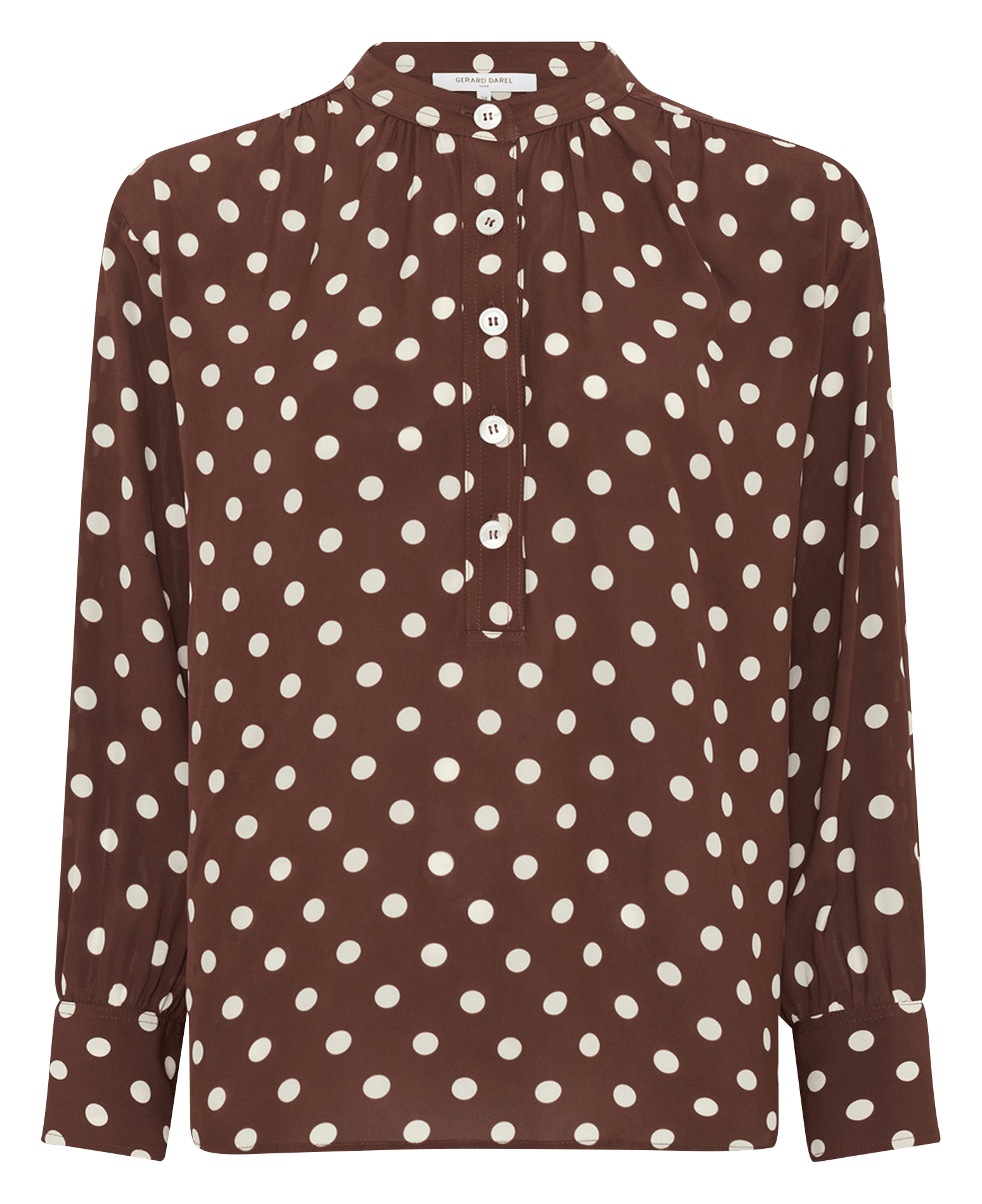 Blouse met Tunesische kraag en stippen GERARD DAREL Bruin