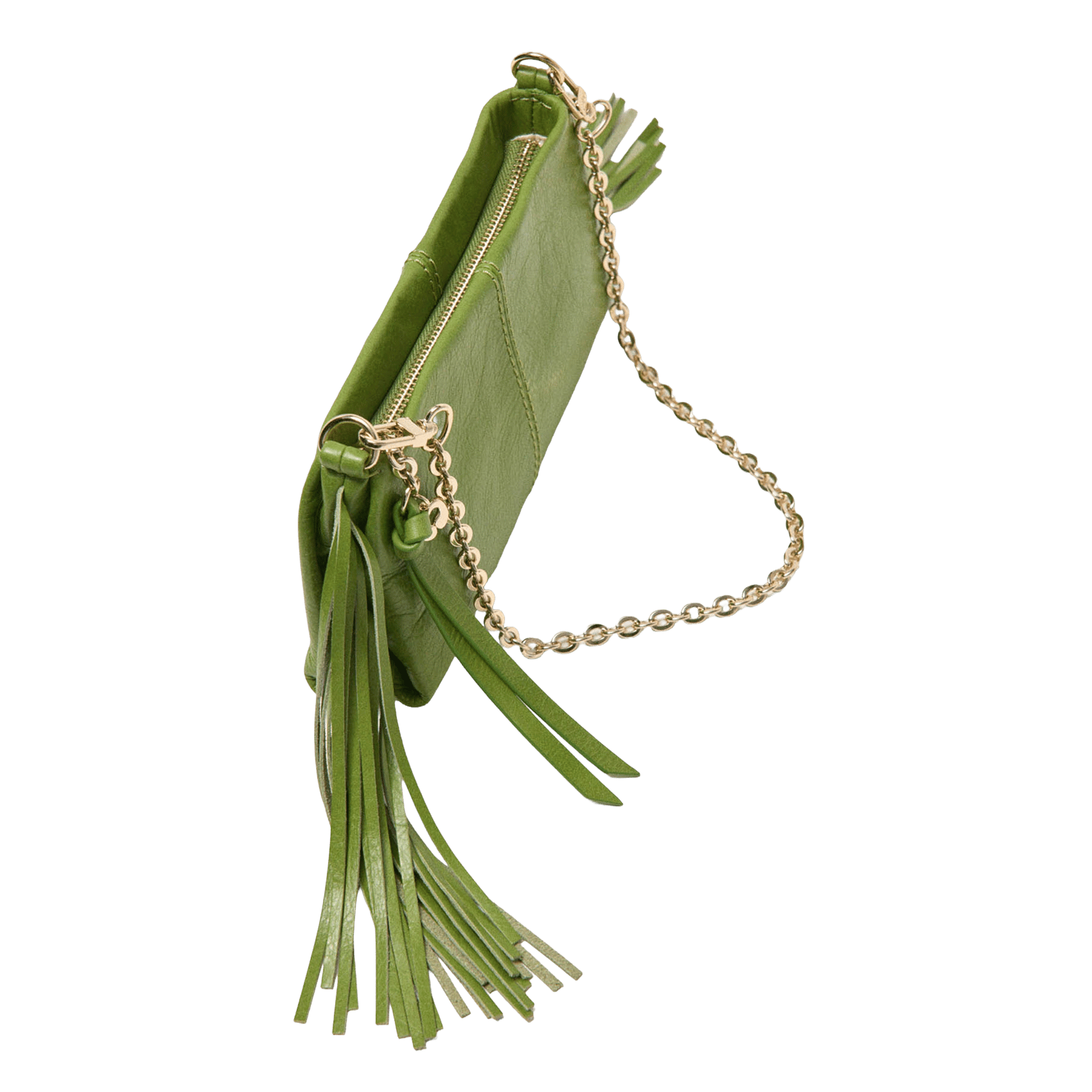 Langwerpige, leren handtas MAJE Groen