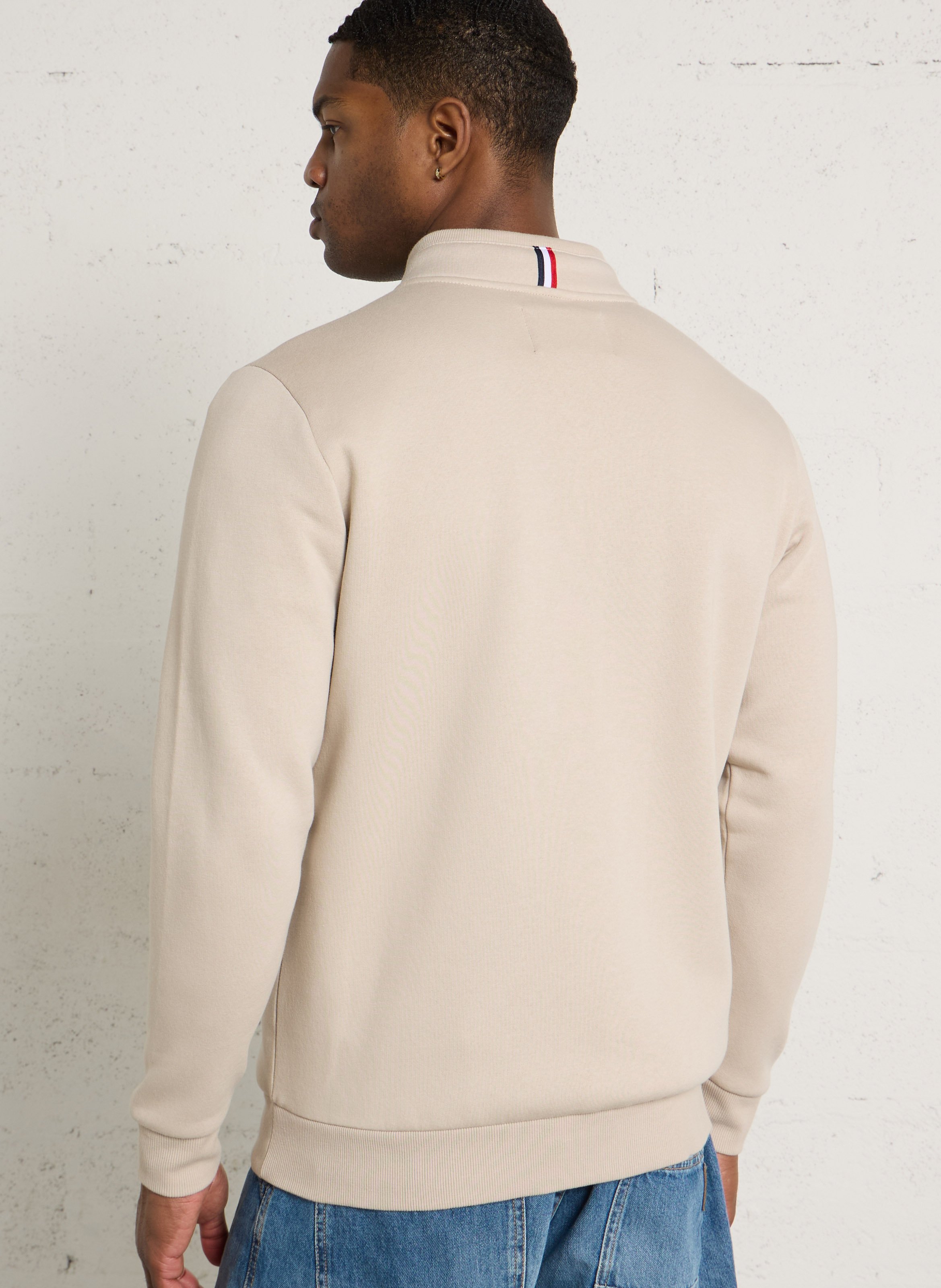 Cotton-blend sweater with zip-up neck LE TEMPS DES CERISES Grey