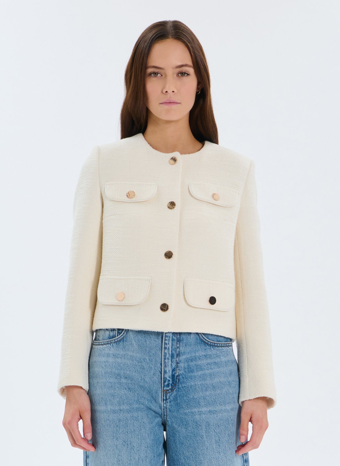 Chaqueta recta con cuello redondo ZAPA Blanco
