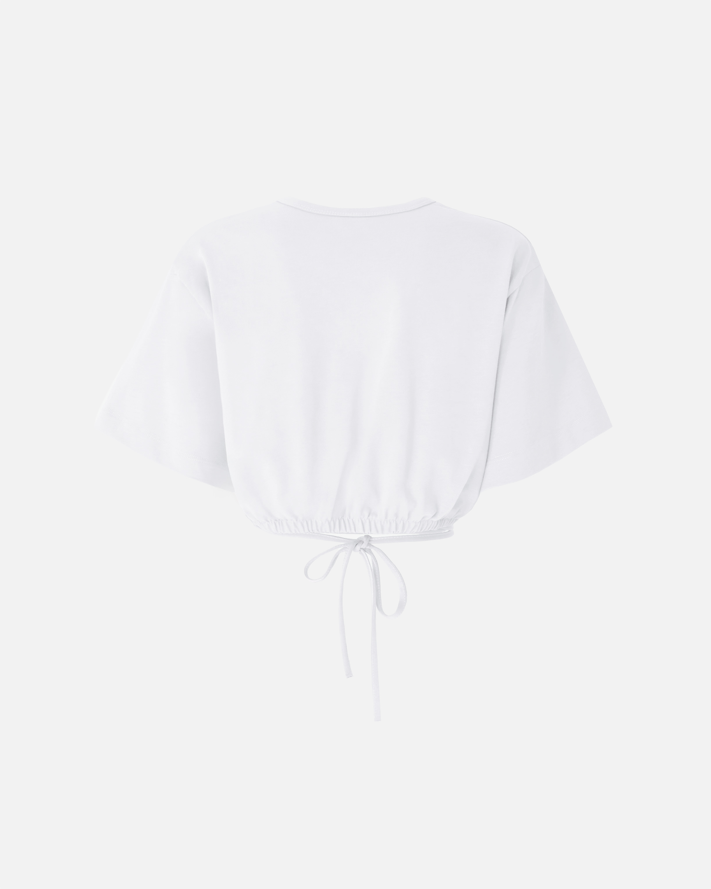 Cropped lace-up t-shirt with western details White