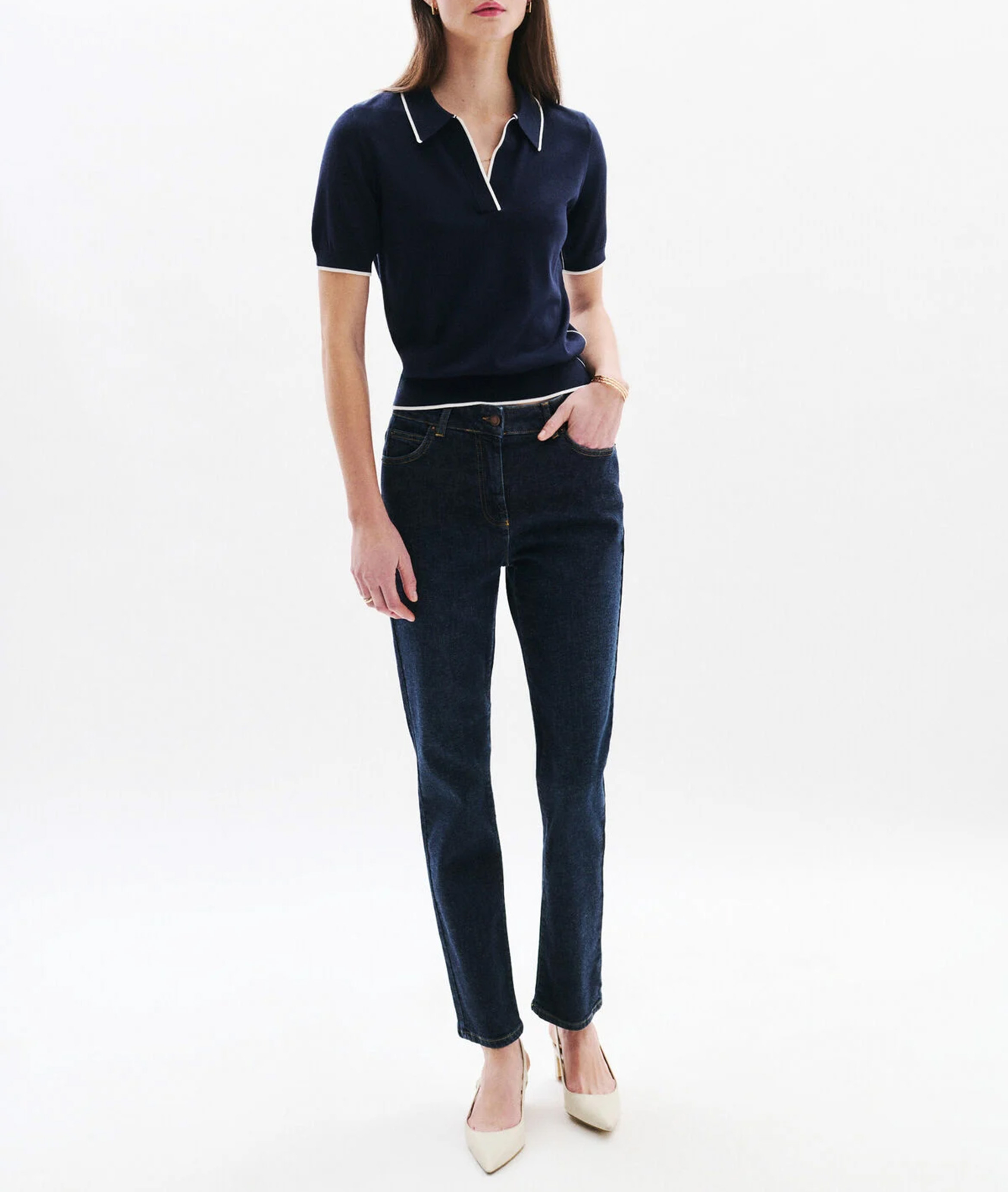 Straight fit classic collar sweater CAROLL Blue