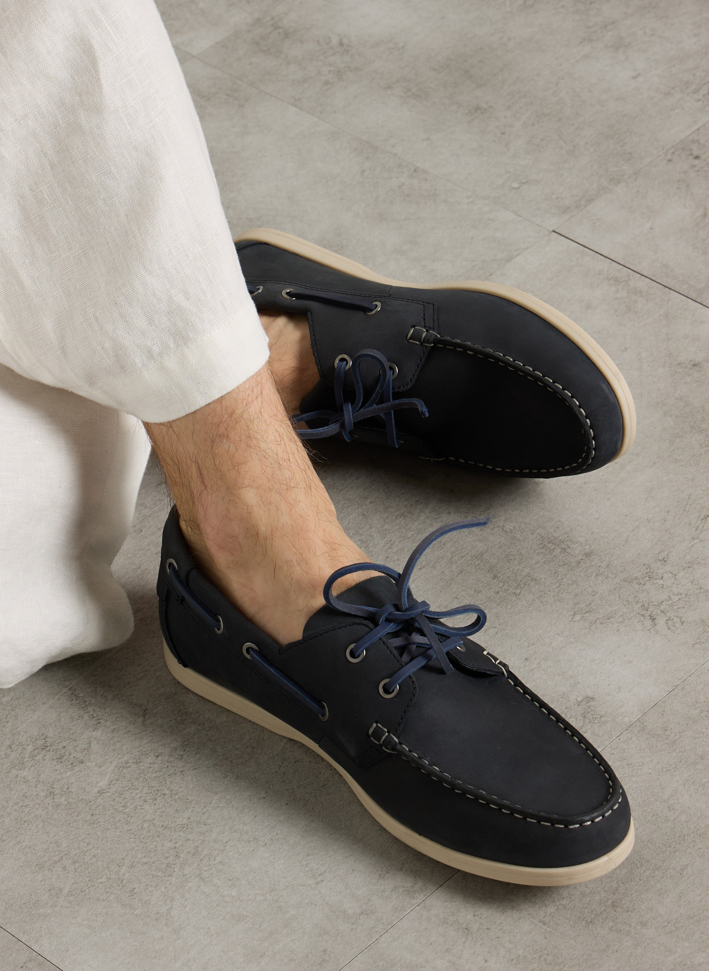 Leather deck shoes CLARKS Blue