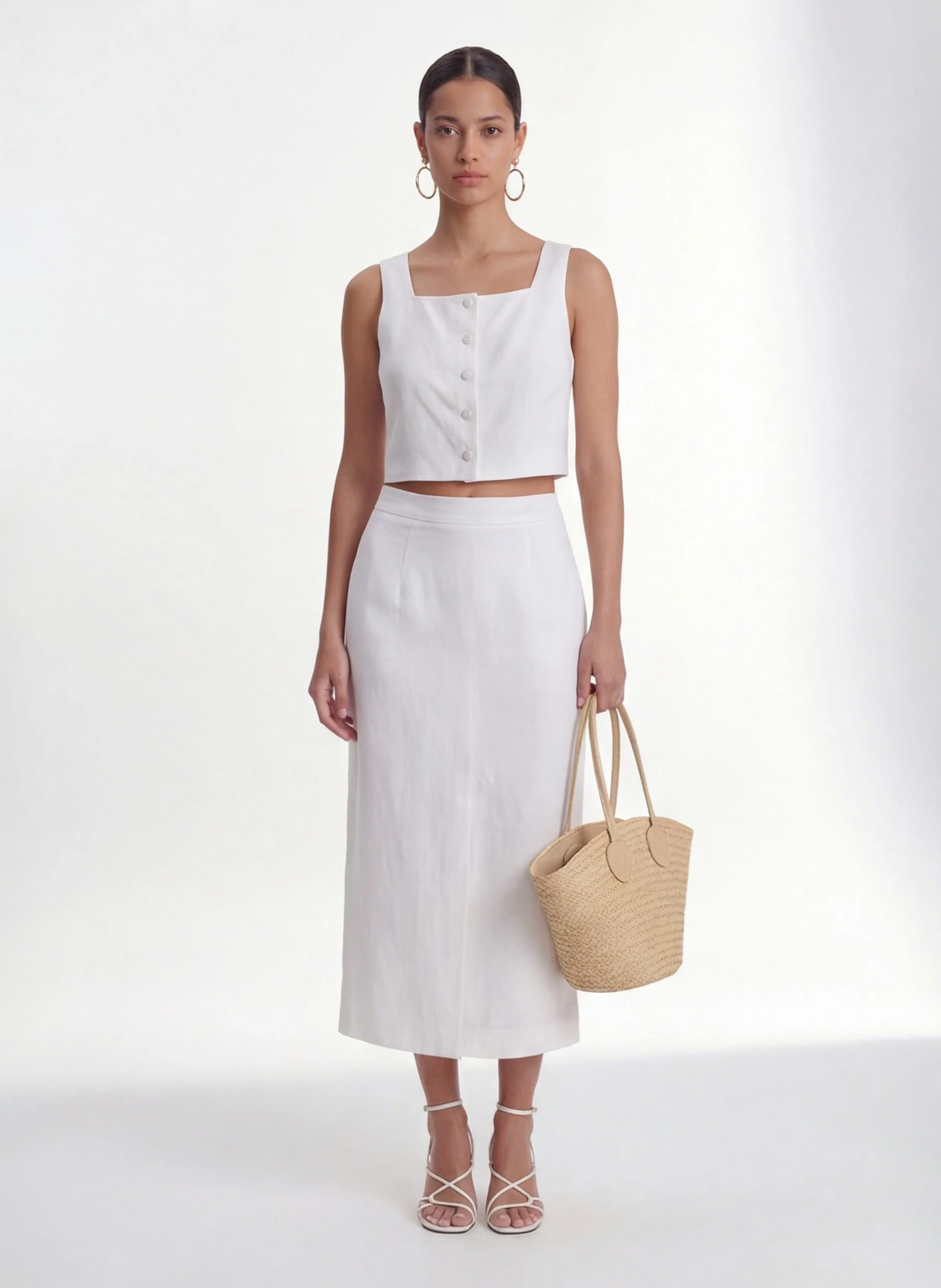 Top droit en lin KOOKAI Blanc