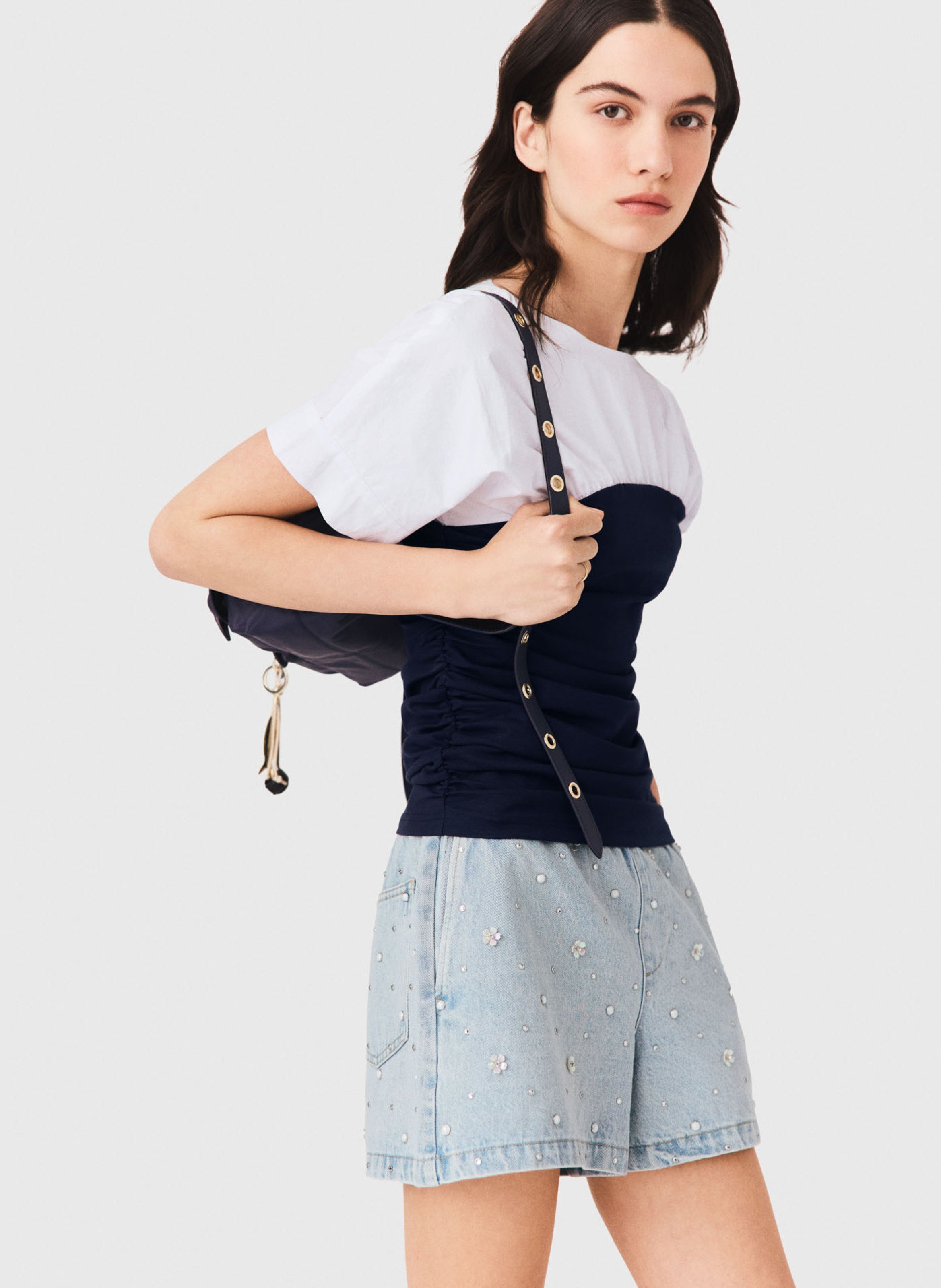 Top ajusté en coton MAJE Blanc