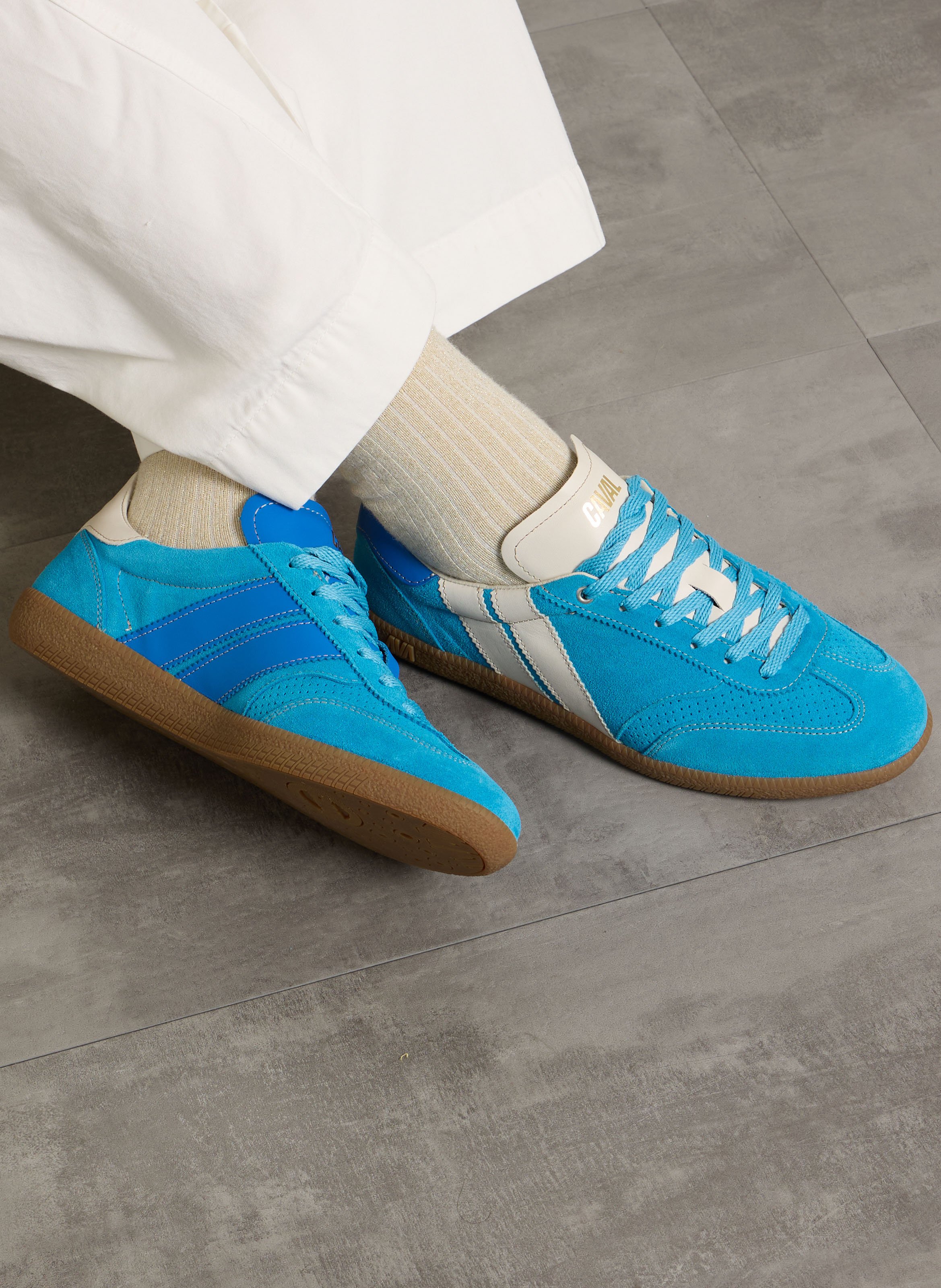 Baskets basses en cuir velours CAVAL Bleu
