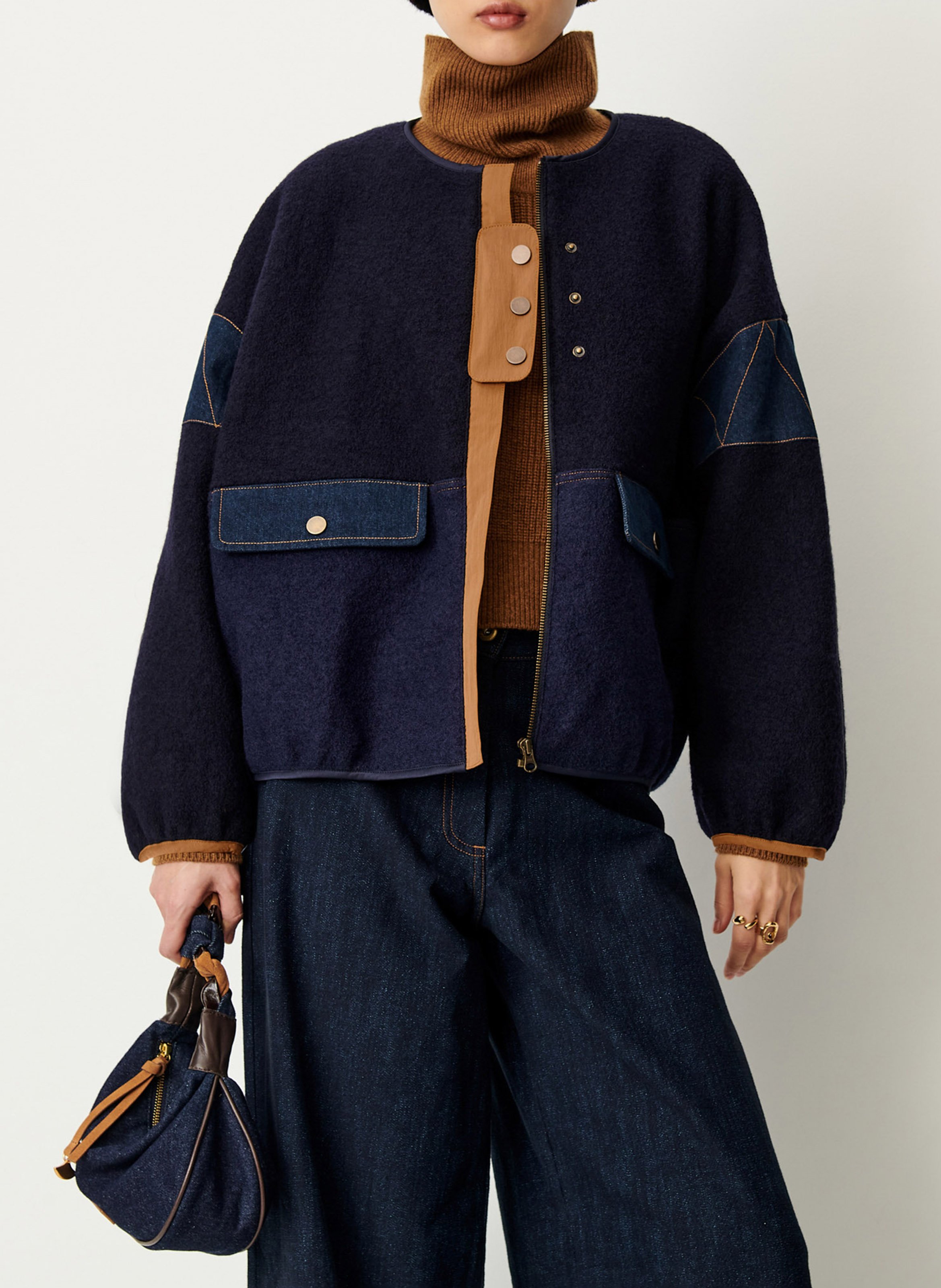 Round denim and wool jacket SESSUN