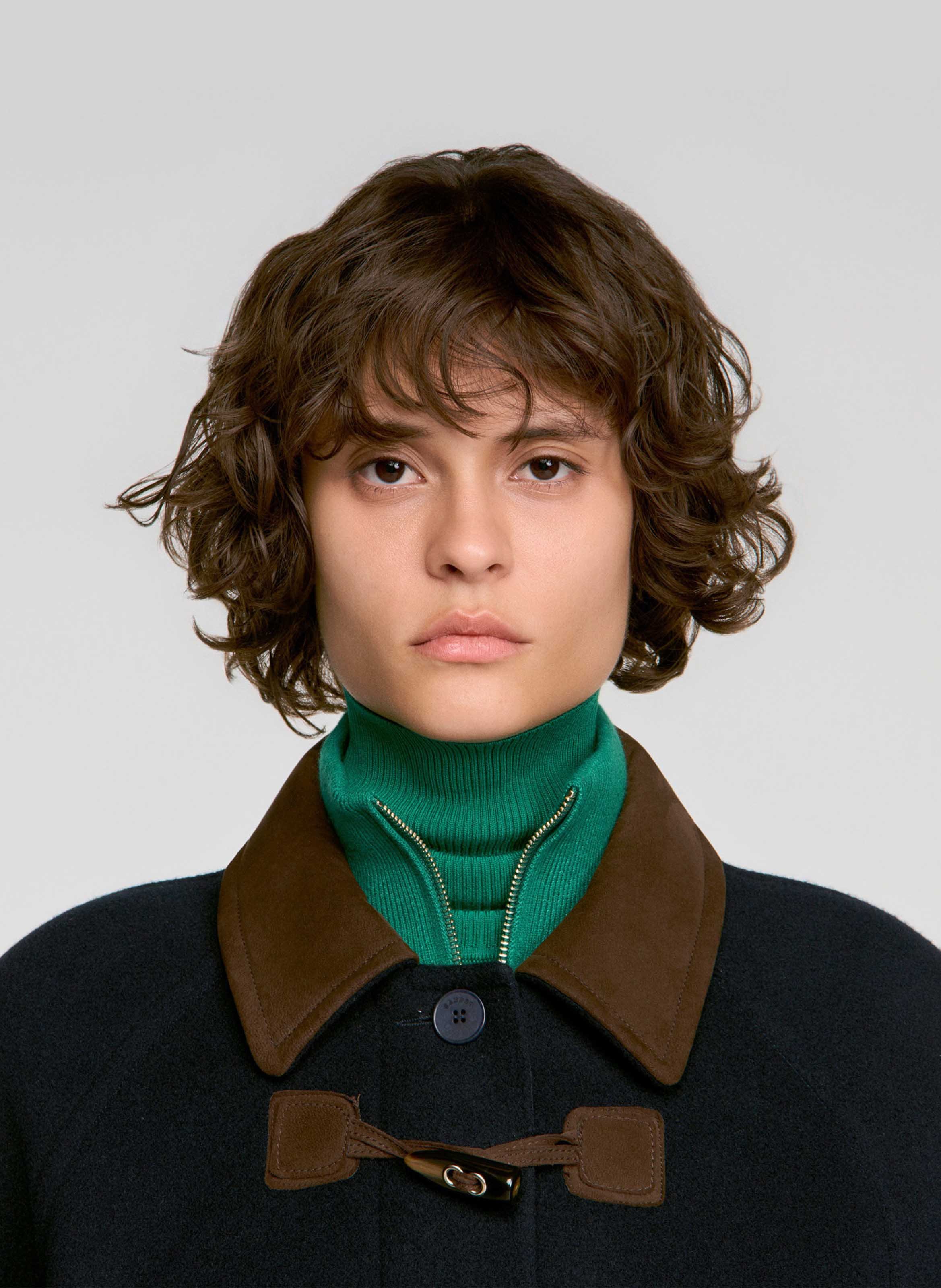Lange duffelcoat van wolmix SANDRO Blauw