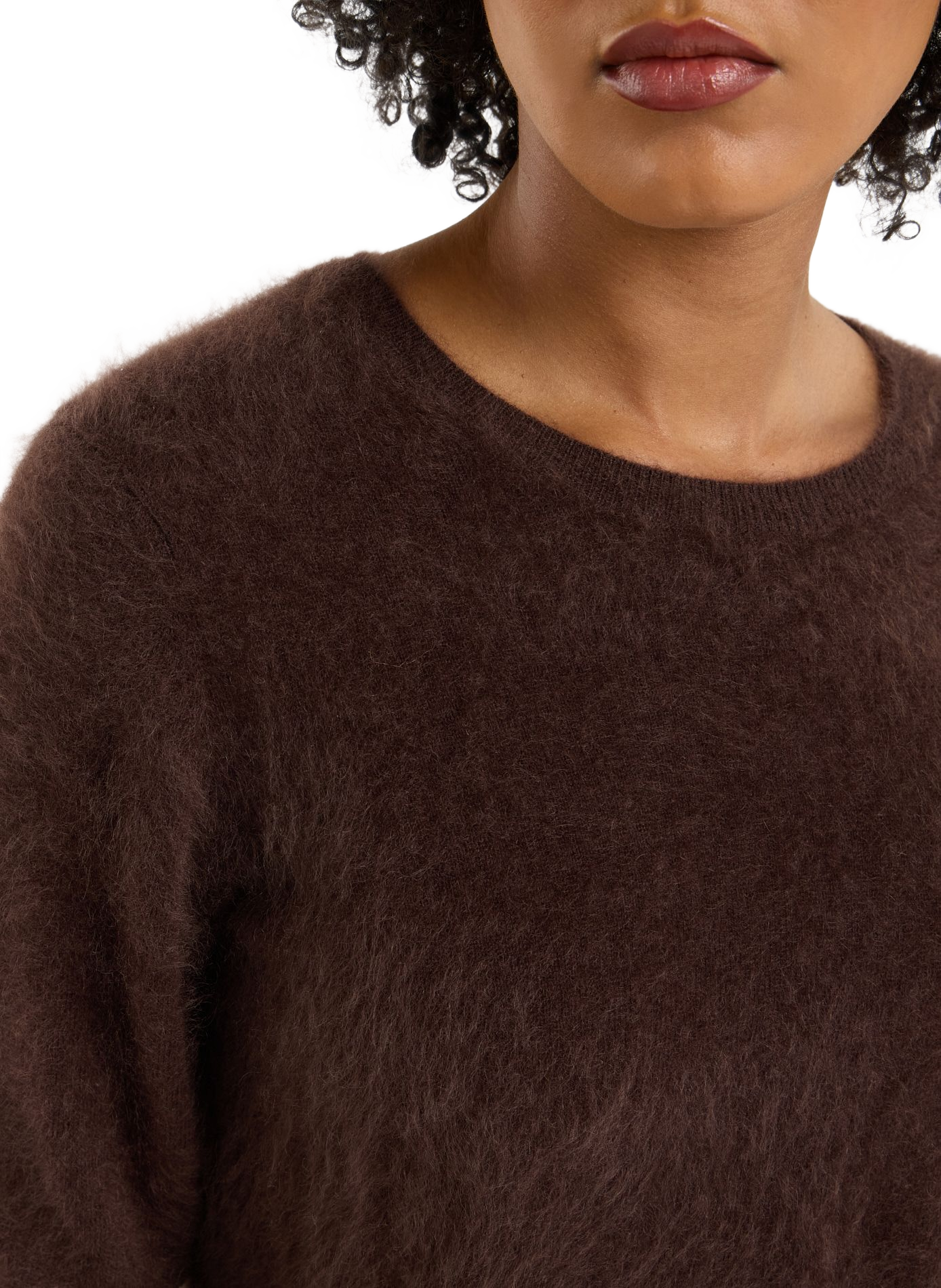 Brushed cashmere round neck sweater biria SAISON 1865 Brown