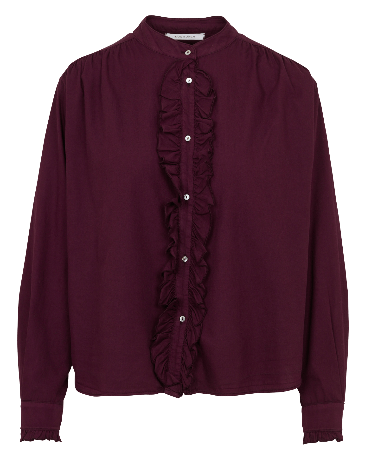 Chemise col mao en coton BELLA JONES Prune