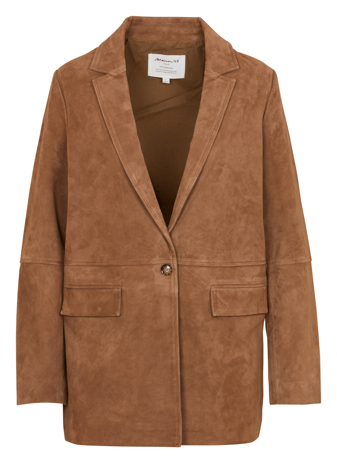 Rechte suède leren blazer MAISON 123 Beige