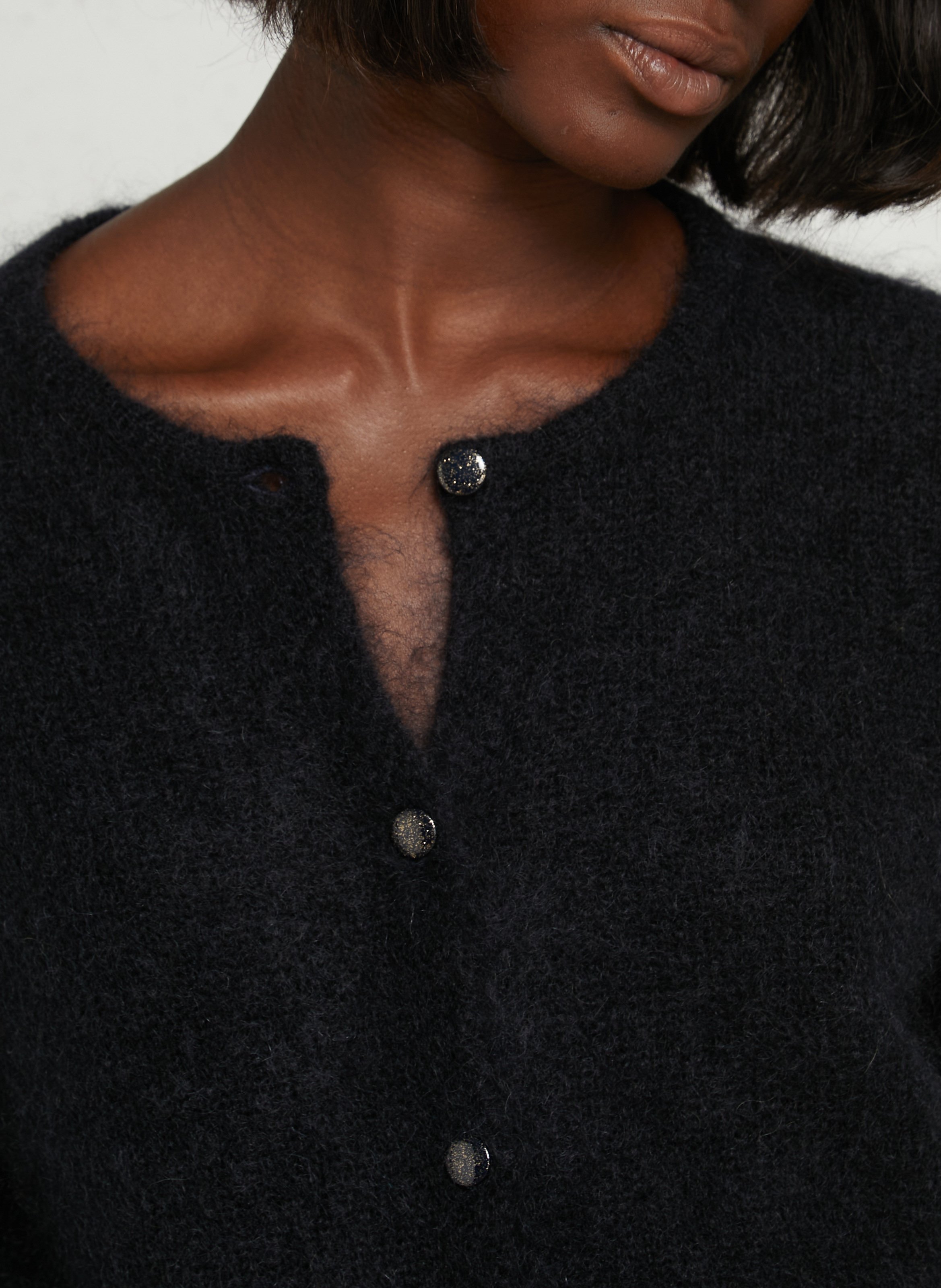 Weit geschnittene Strickjacke aus Mohairmix  DES PETITS HAUTS Blau
