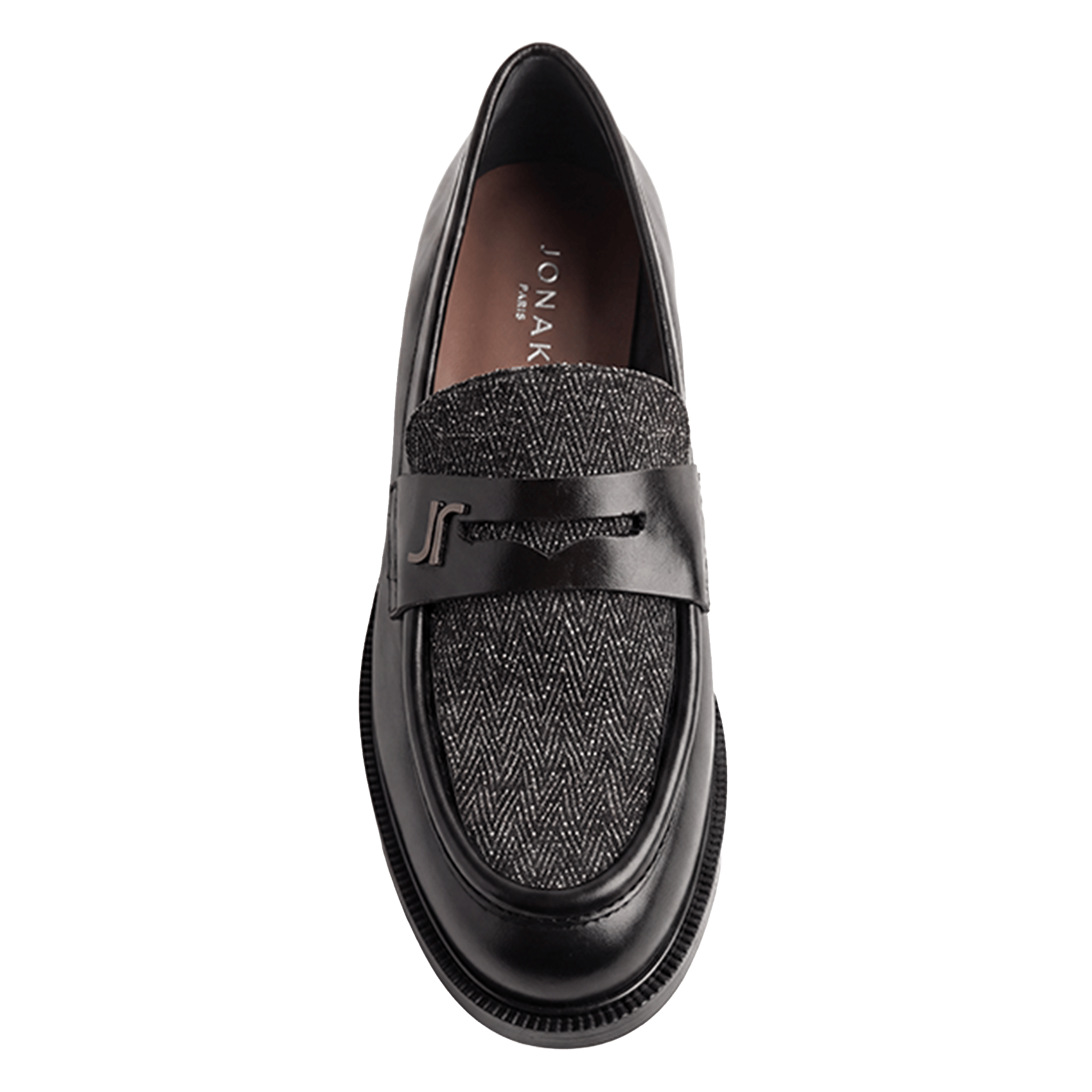 Leather loafers with herringbone detail JONAK Grey