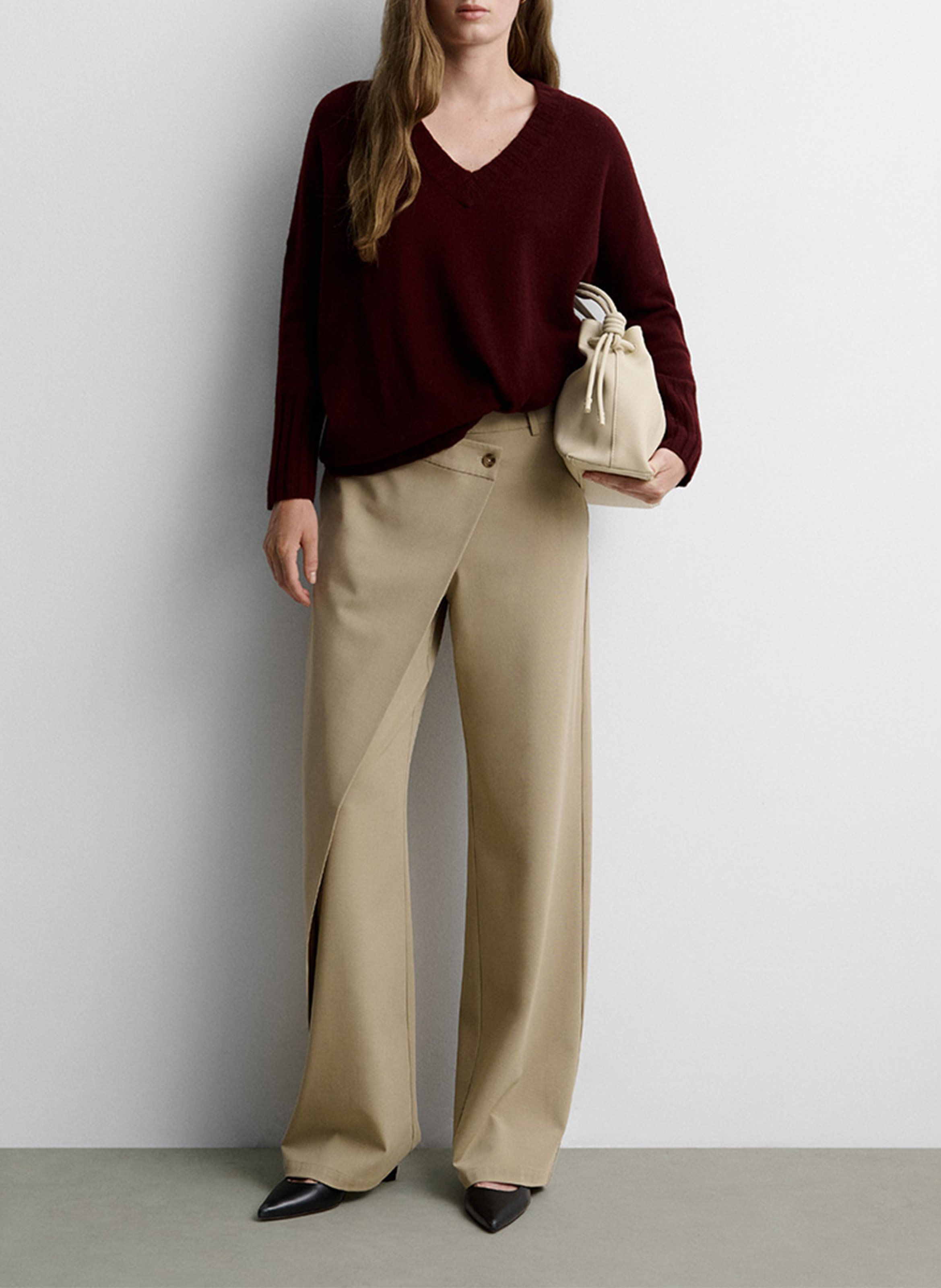 Asymmetric wide-leg trousers SIMORRA Beige