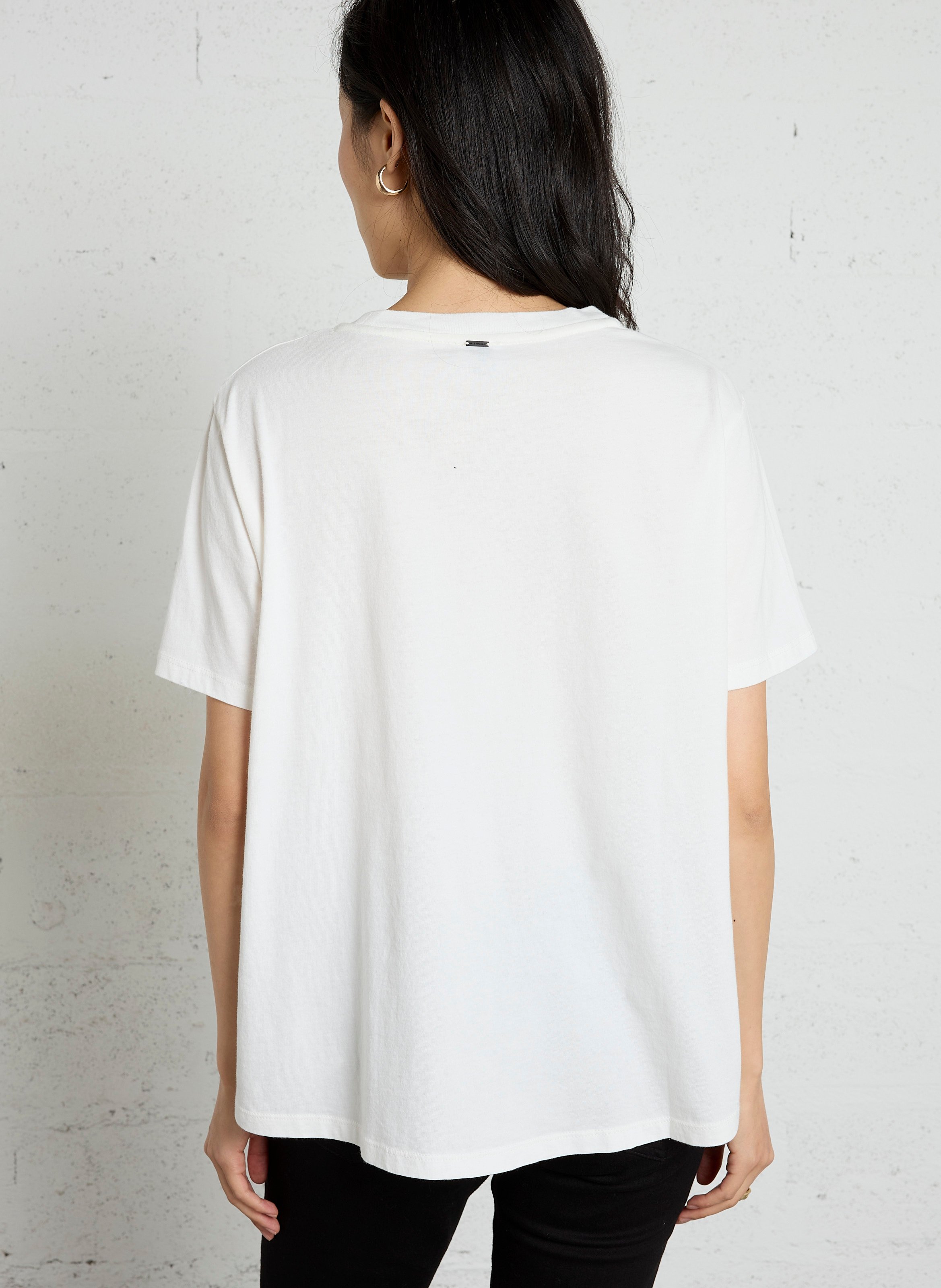 T-Shirt mit zwei Materialien IKKS Weiss