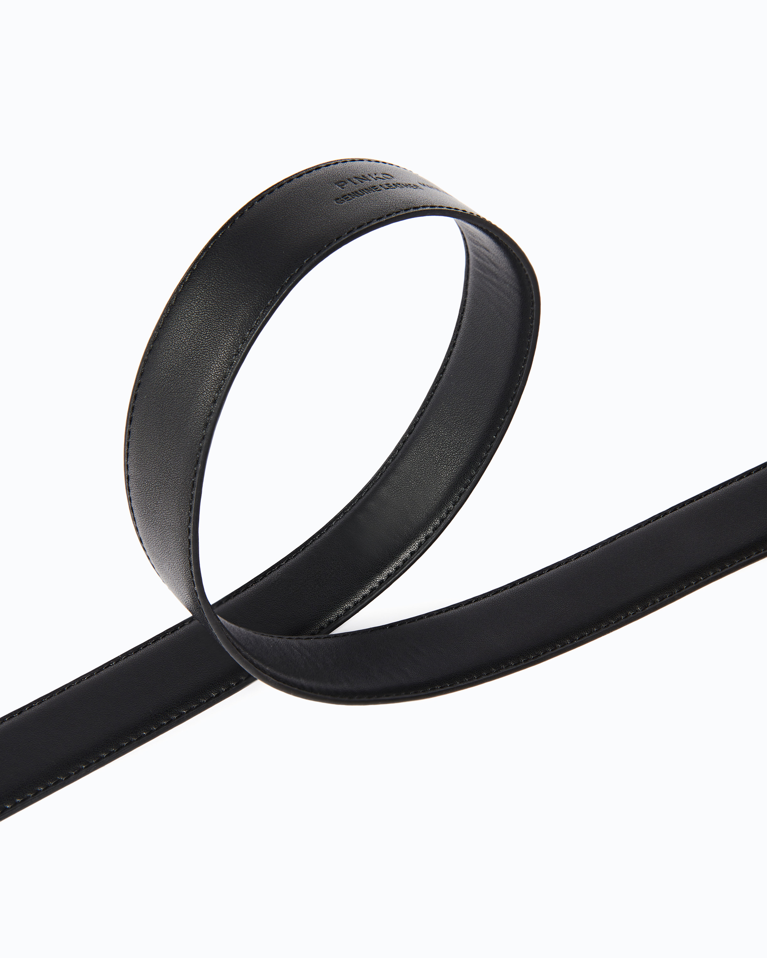 3 cm leather belt with Love Birds jewel buckle PINKO Black