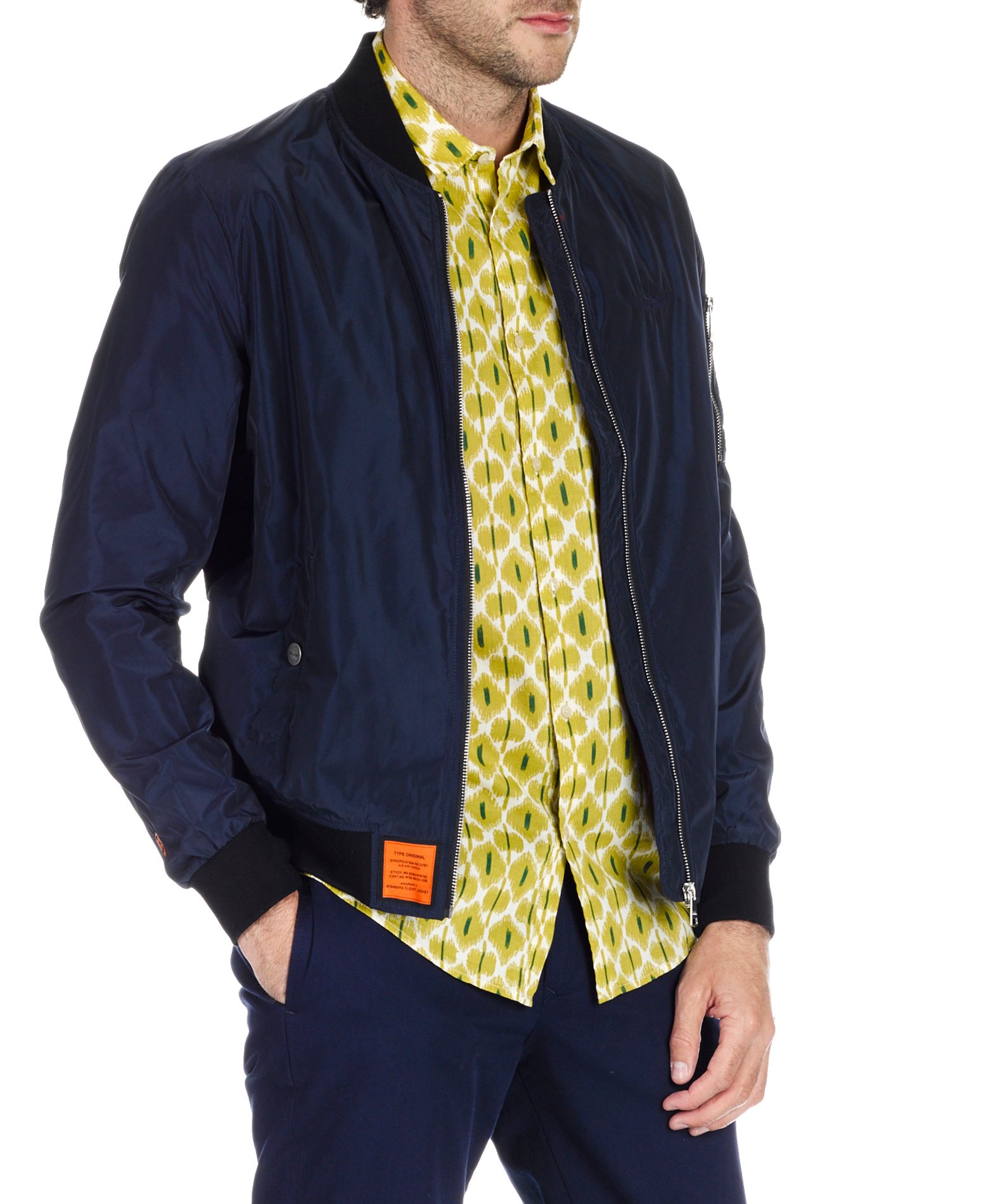 Veste zippée droite unie BOMBERS ORIGINAL Bleu